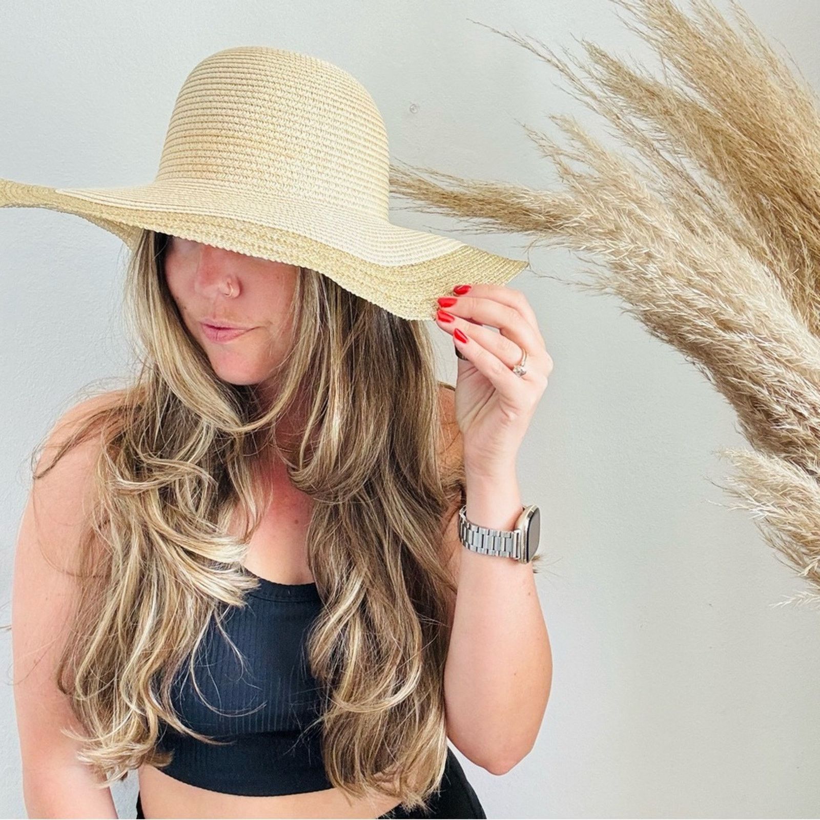 Vintage VINTAGE NORDSTROM Cream Tan Straw Brim Floppy Gold Sun Hat Size ONE SIZE - 8 Thumbnail