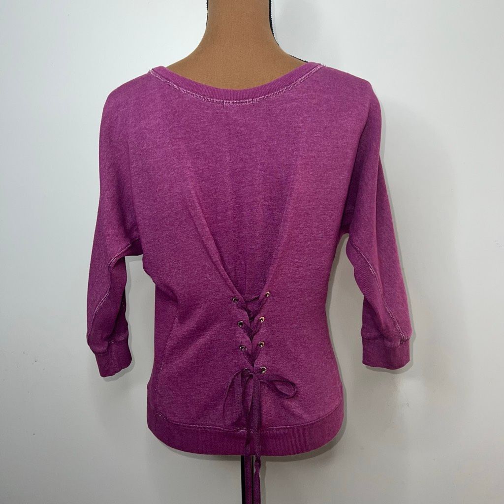 Juicy Couture Juicy Couture Magenta 3/4 Dolman Sleeve Sweatshirt Lace Up B Size S / US 4 / IT 40 - 6 Thumbnail