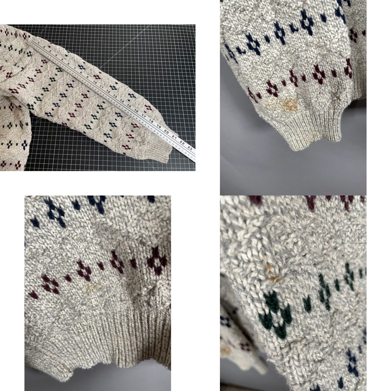 Vintage VINTAGE Fieldmaster Chunky-Knit Geometric Pattern Sweater Adult Large Light Gray Cotton 90s Mens Size US L / EU 52-54 / 3 - 8 Thumbnail