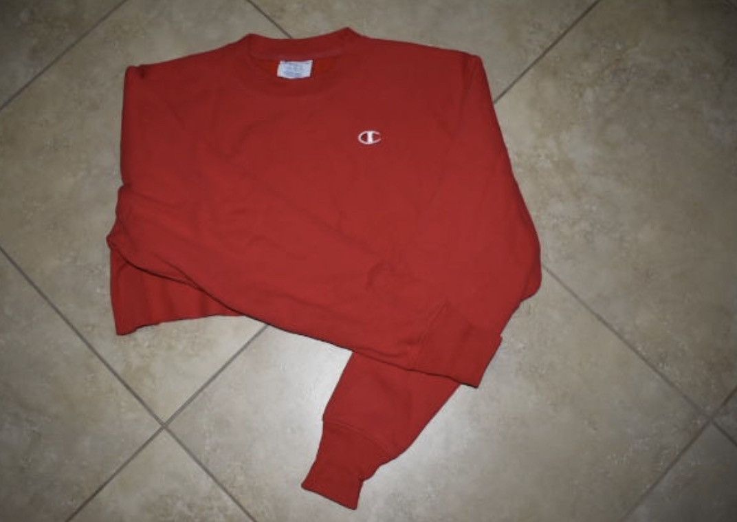 Champion Vintage Champion 90s Retro Red Oversized Cropped Sweatshirt Size S / US 4 / IT 40 - 4 Thumbnail