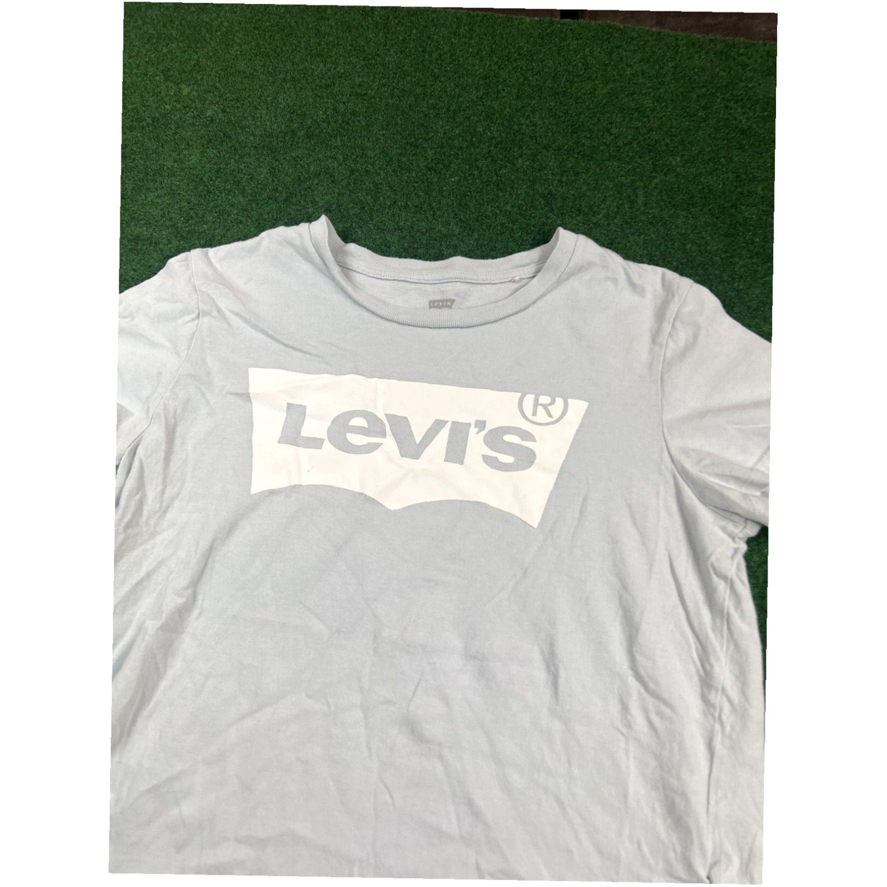 Levi's Levis T Shirt Womens M Medium Light Blue Spell Out Graphic Print Crew Short Slv Size M / US 6-8 / IT 42-44 - 2 Thumbnail
