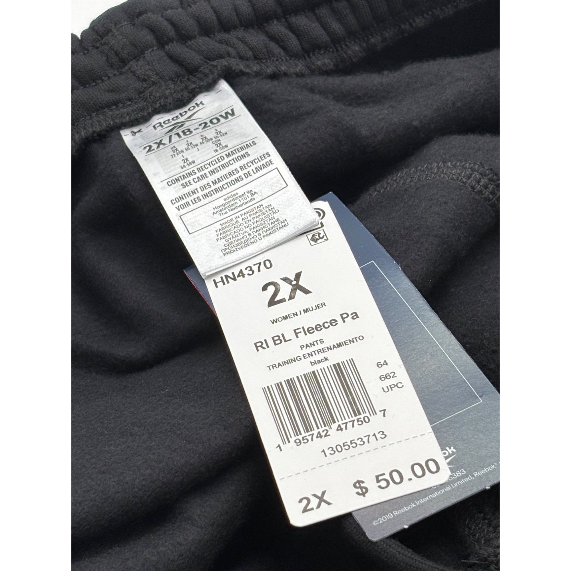Reebok Reebok Women's Identity Logo Fleece Joggers in Black Size 2X Size 39" - 7 Thumbnail