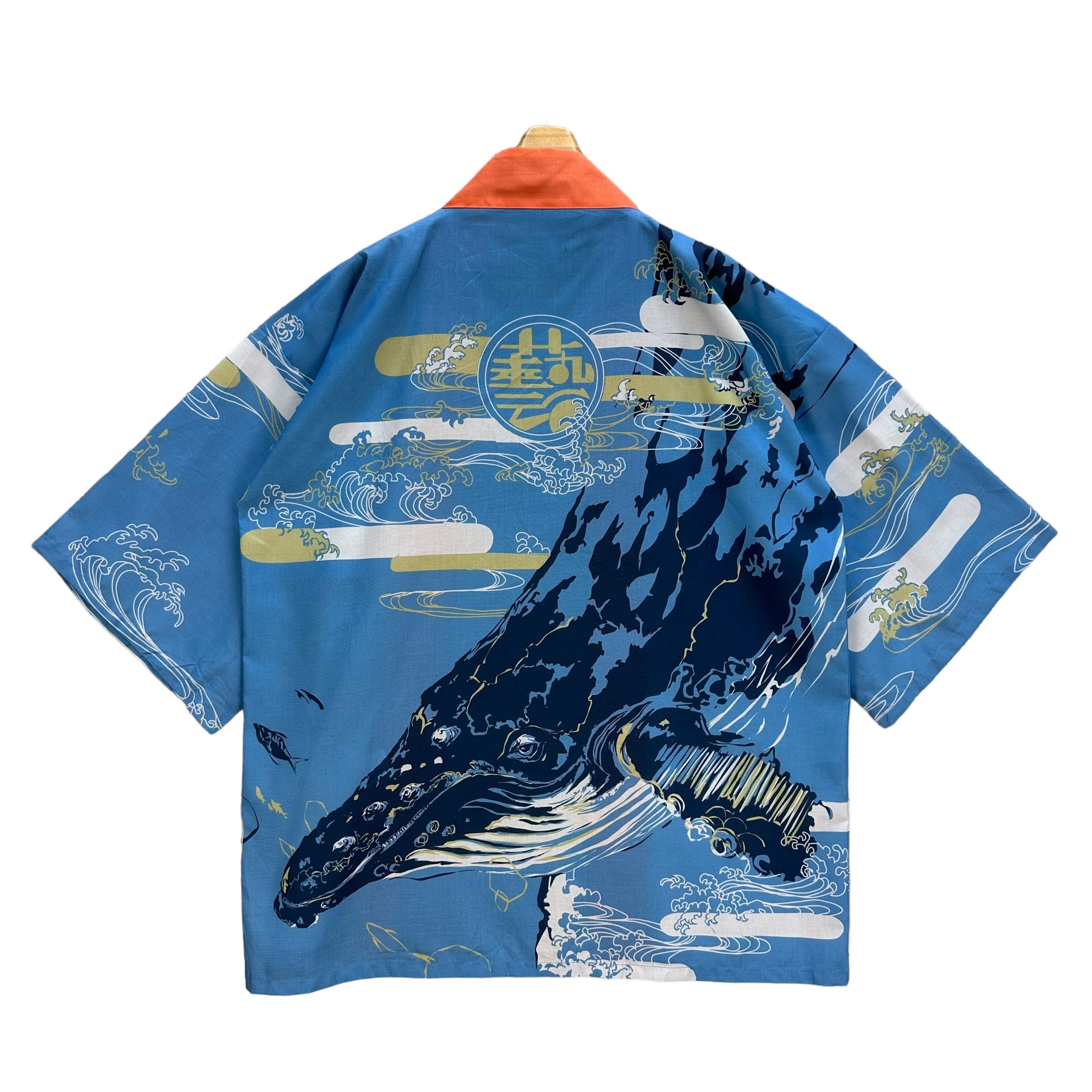 Japanese Brand Tokyo University of the Arts Whale Graphic Kimono #A17-0415 Size US L / EU 52-54 / 3 - 1 Thumbnail