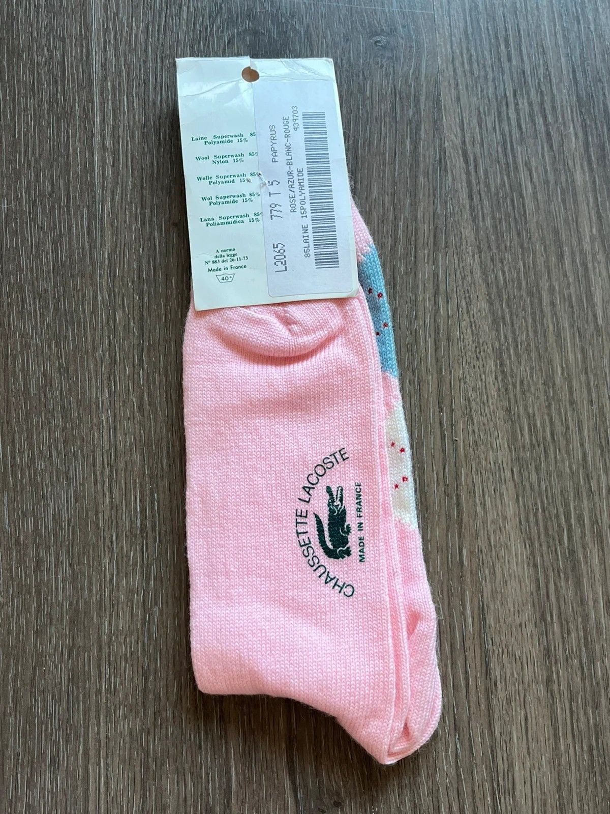 Lacoste Lacoste Sz 42-43 Made in France Pink Wool Socks 1990s Size 42 - 3 Thumbnail