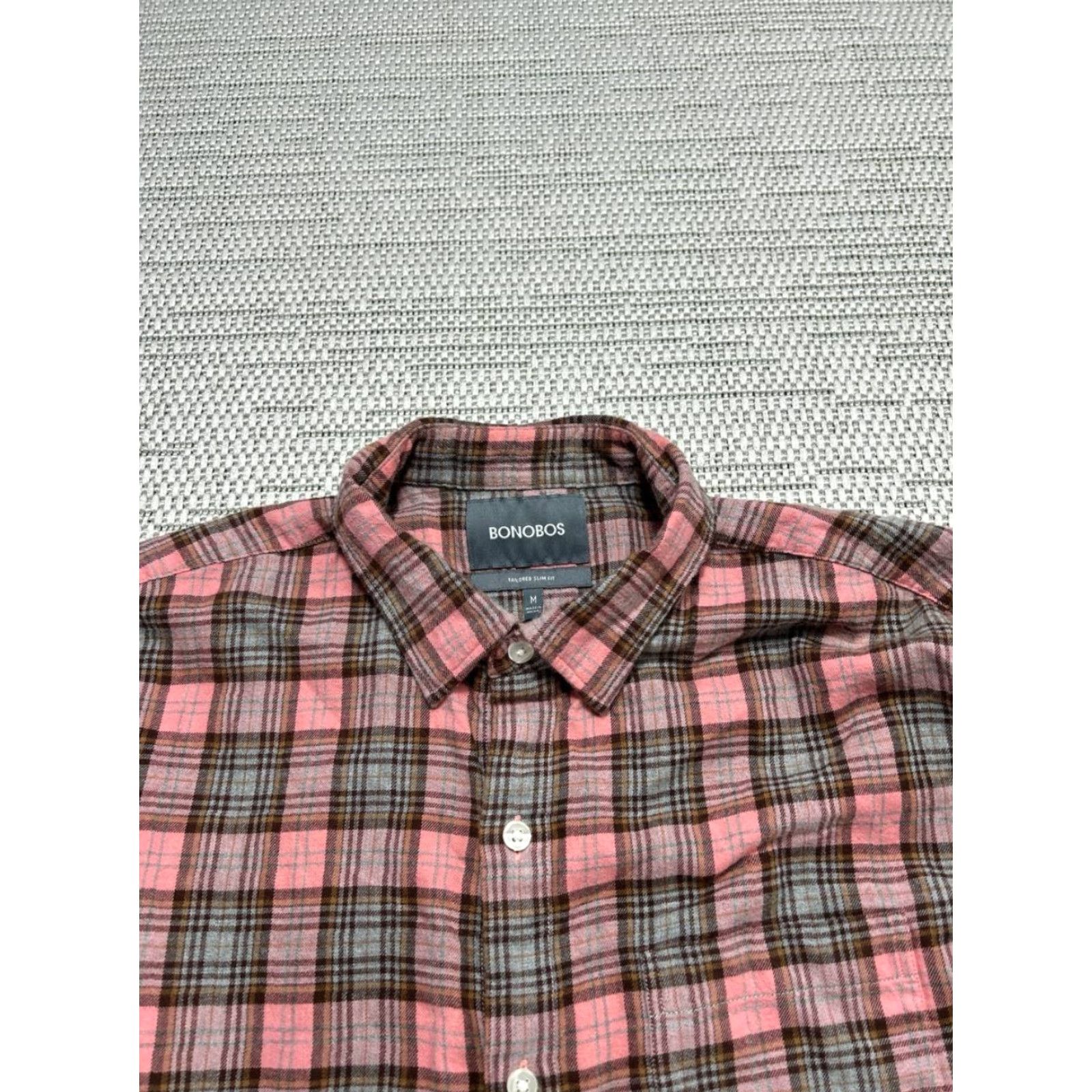 Bonobos Bonobos Slim Fit Flannel Shirt Mens M Multicolor Plaid Button Up Knit Cotton Tailored Long Sleeve Casual Shirt Mens Maximize Search Size US M / EU 48-50 / 2 - 3 Thumbnail