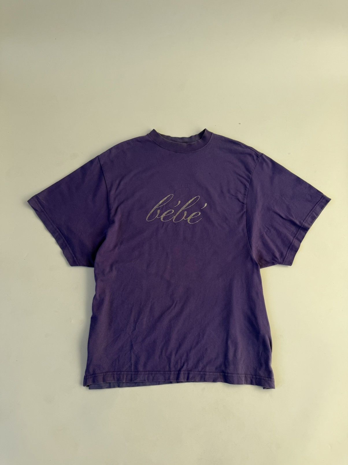 Balenciaga Balenciaga Rhinestone Bébé Worn-Out T-Shirt Purple Size US L / EU 52-54 / 3 - 1 Thumbnail