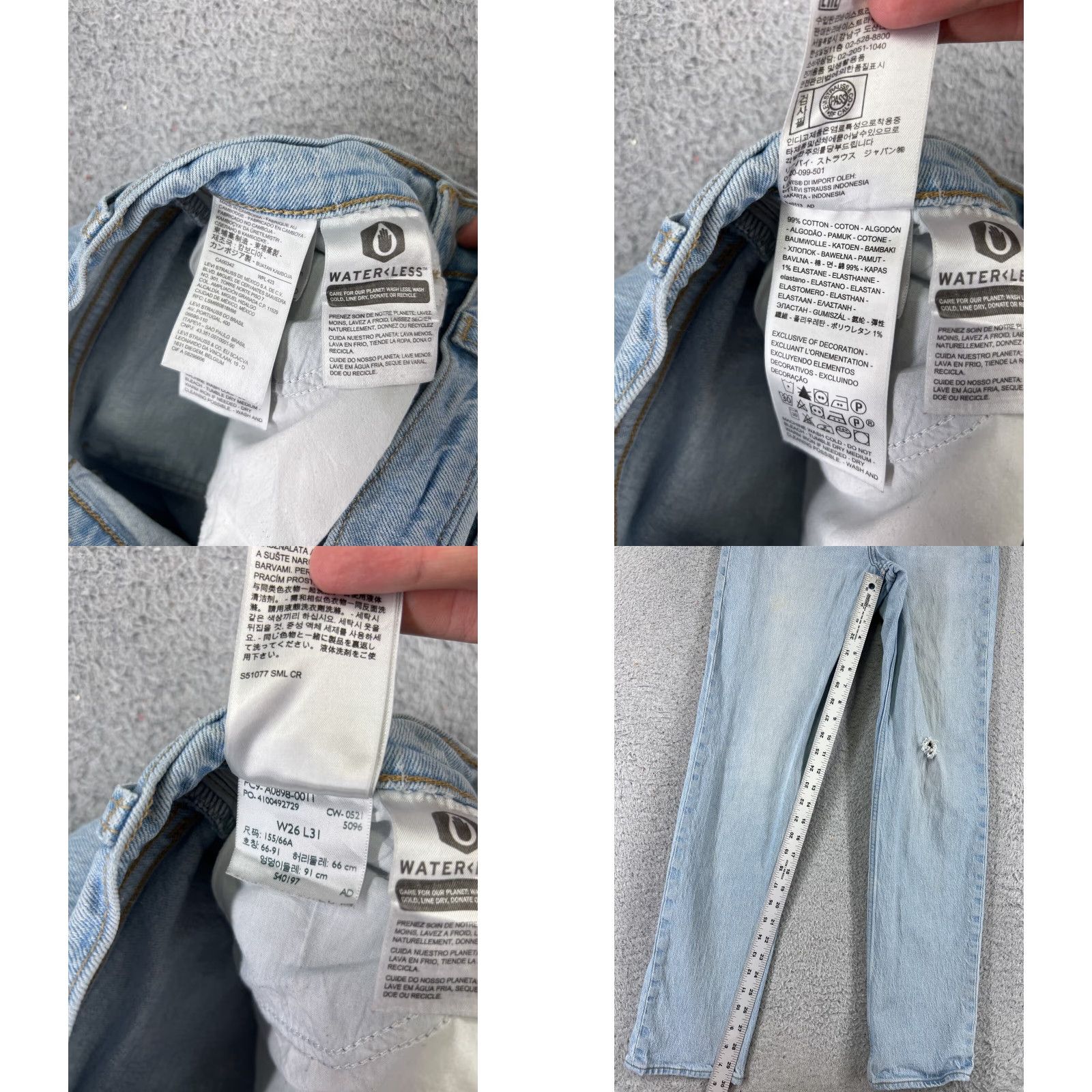 Levi's Levi's Women’s High Rise Slim Straight Denim Jeans 26 Blue Light Distressed 70s Retro Casual Size 26" / US 2 / IT 38 - 8 Thumbnail