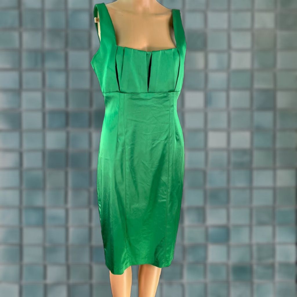 Calvin Klein Calvin Klein Dress Women Sheath Green 8P Petite Sleeveless  Square Neck Pleated Bodice Knee Length Party/Cocktail Womens | Grailed