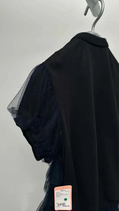 Simone Rocha o1tko10526 Puff-sleeve Tulle Frill Polo Shirt in Navy Size L / US 10 / IT 46 - 4 Thumbnail