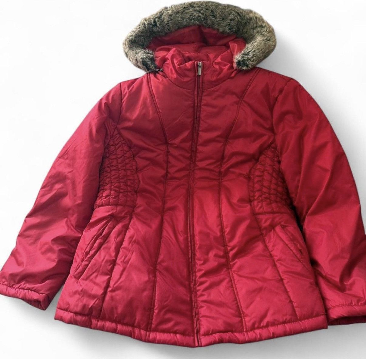 Faded Glory Womens Faded Glory Red Puffer Coat w/ Remoable Hood Sz 3X Size 3XL / US 20-22 - 1 Thumbnail