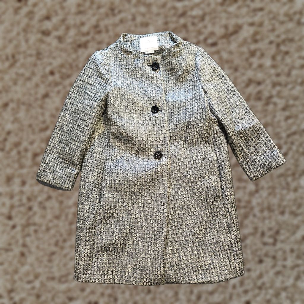 Vintage kate spade new york Jacket Womens 6 Black White Tweed Erika Laquered Coated Classic Regular Lined Coat/Casual Party/Cocktail Winter Fall Spring Size M / US 6-8 / IT 42-44 - 1 Thumbnail