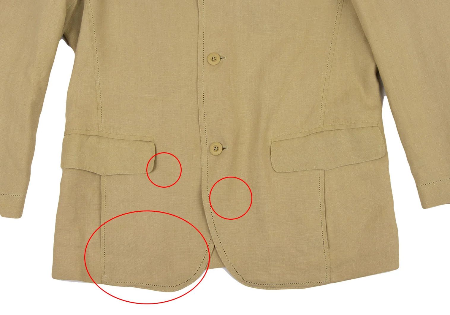 Issey Miyake Linen Punched Stitch Jacket in Beige Size M Size US M / EU 48-50 / 2 - 7 Thumbnail