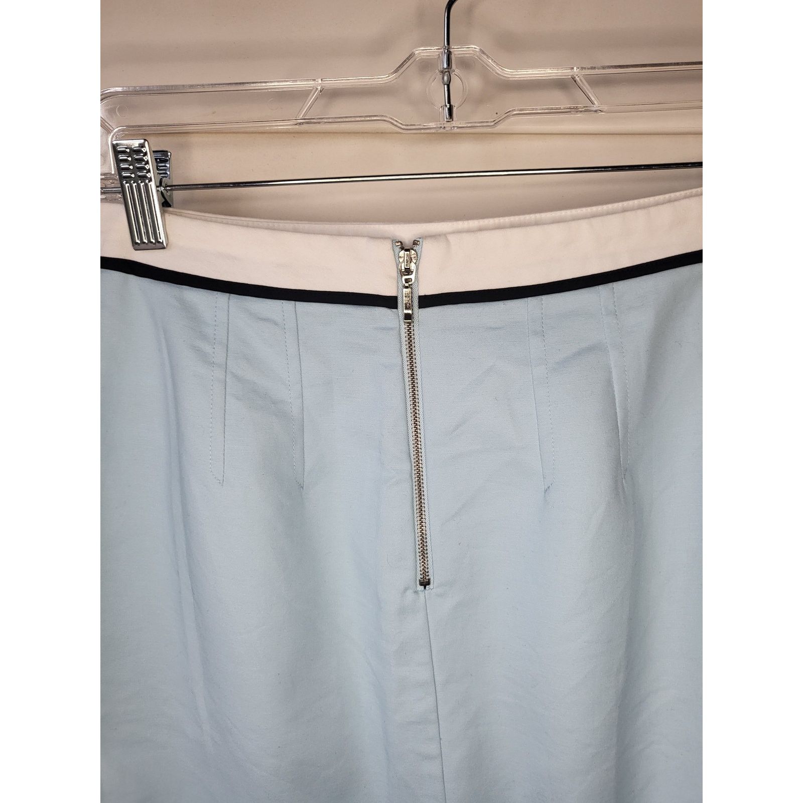 Vintage Pencil Skirt Light Blue and White Black Piping Mid Thigh Size 27" / US 4 / IT 40 - 7 Thumbnail