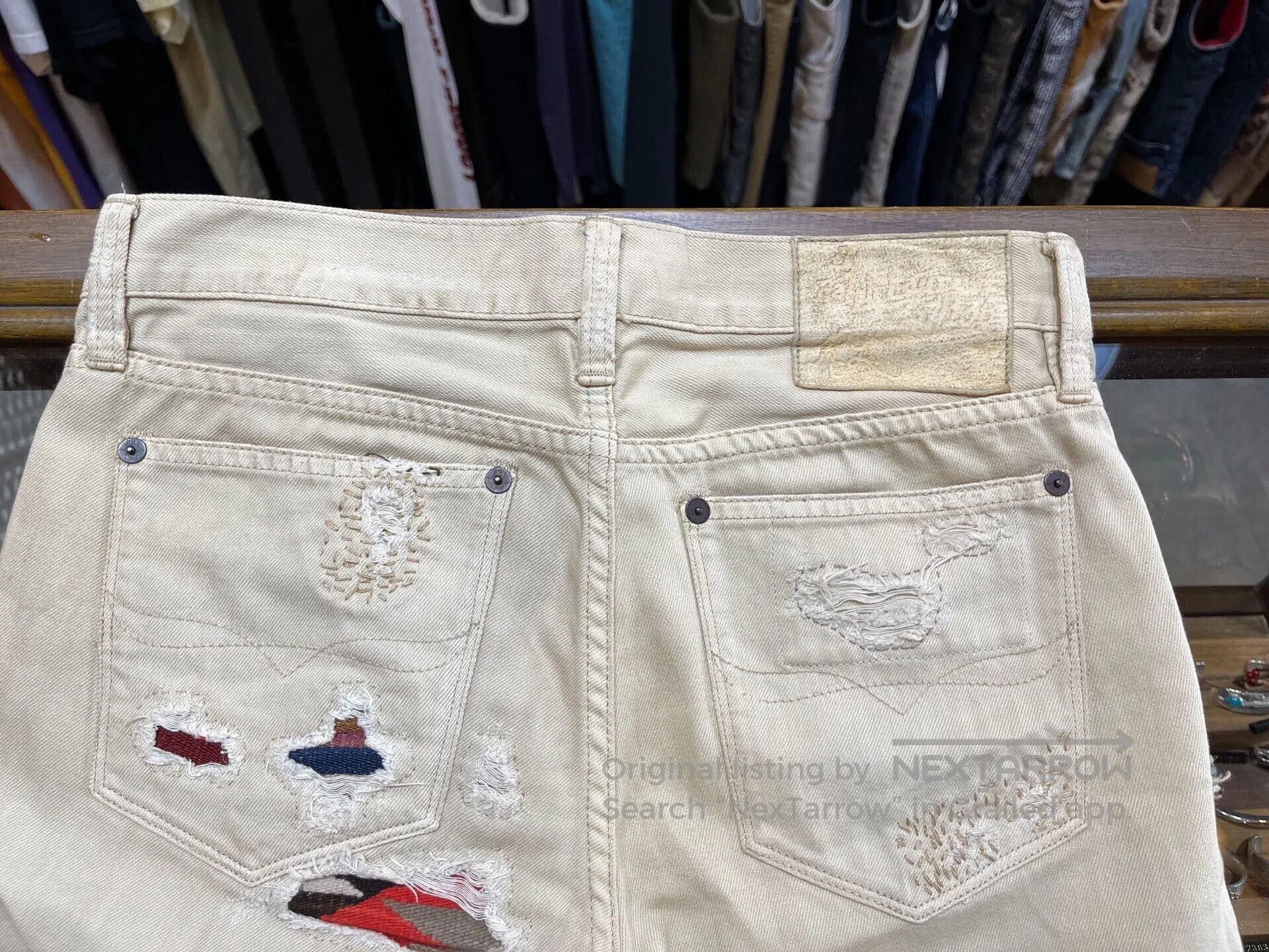 RRL Ralph Lauren distressed cream denim pants by ralph lauren. Size 26" / US 2 / IT 38 - 9 Thumbnail