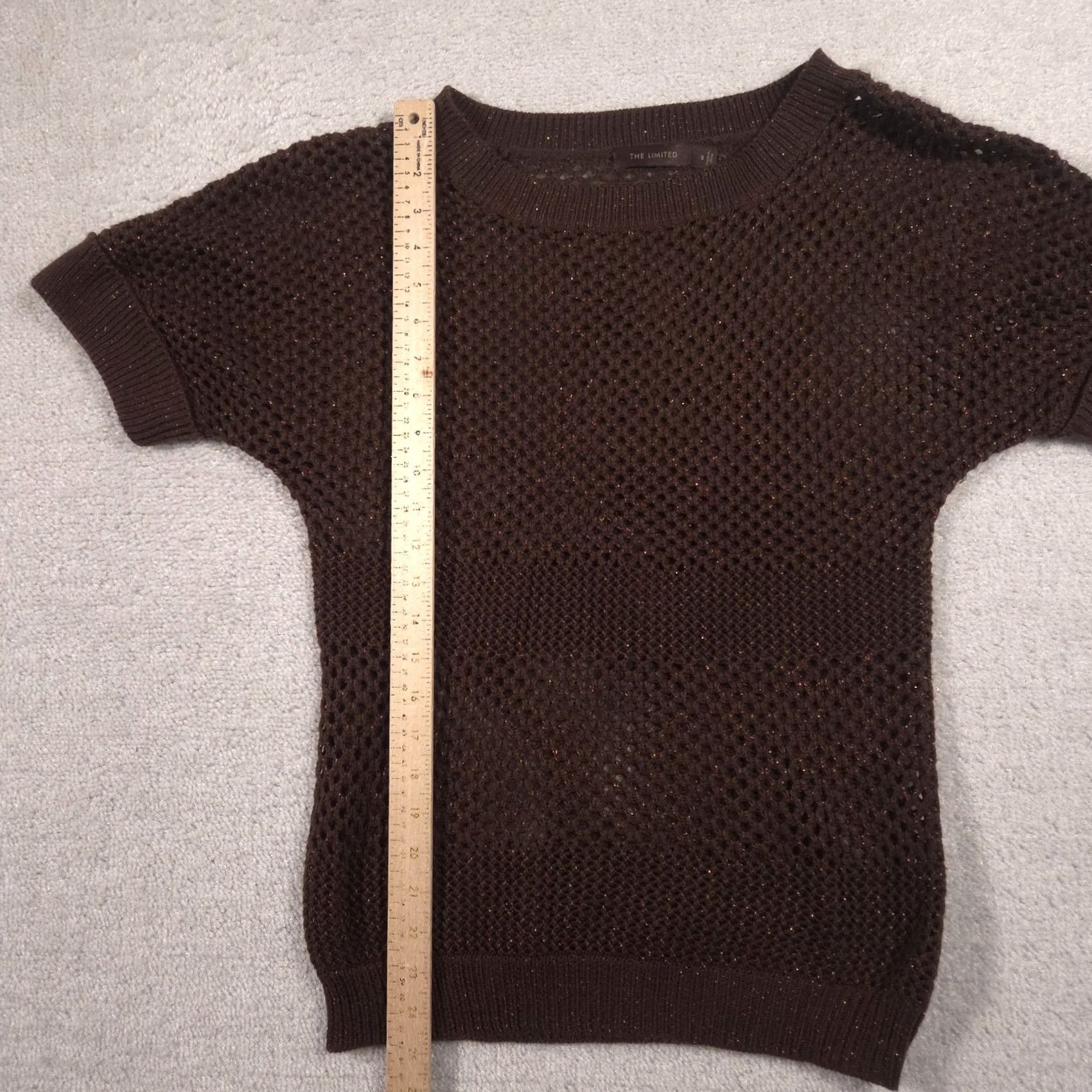 Vintage The Limited Sweater Womens Small Brown Open-Knit Short Sleeve Glitter Pullover Size S / US 4 / IT 40 - 6 Thumbnail