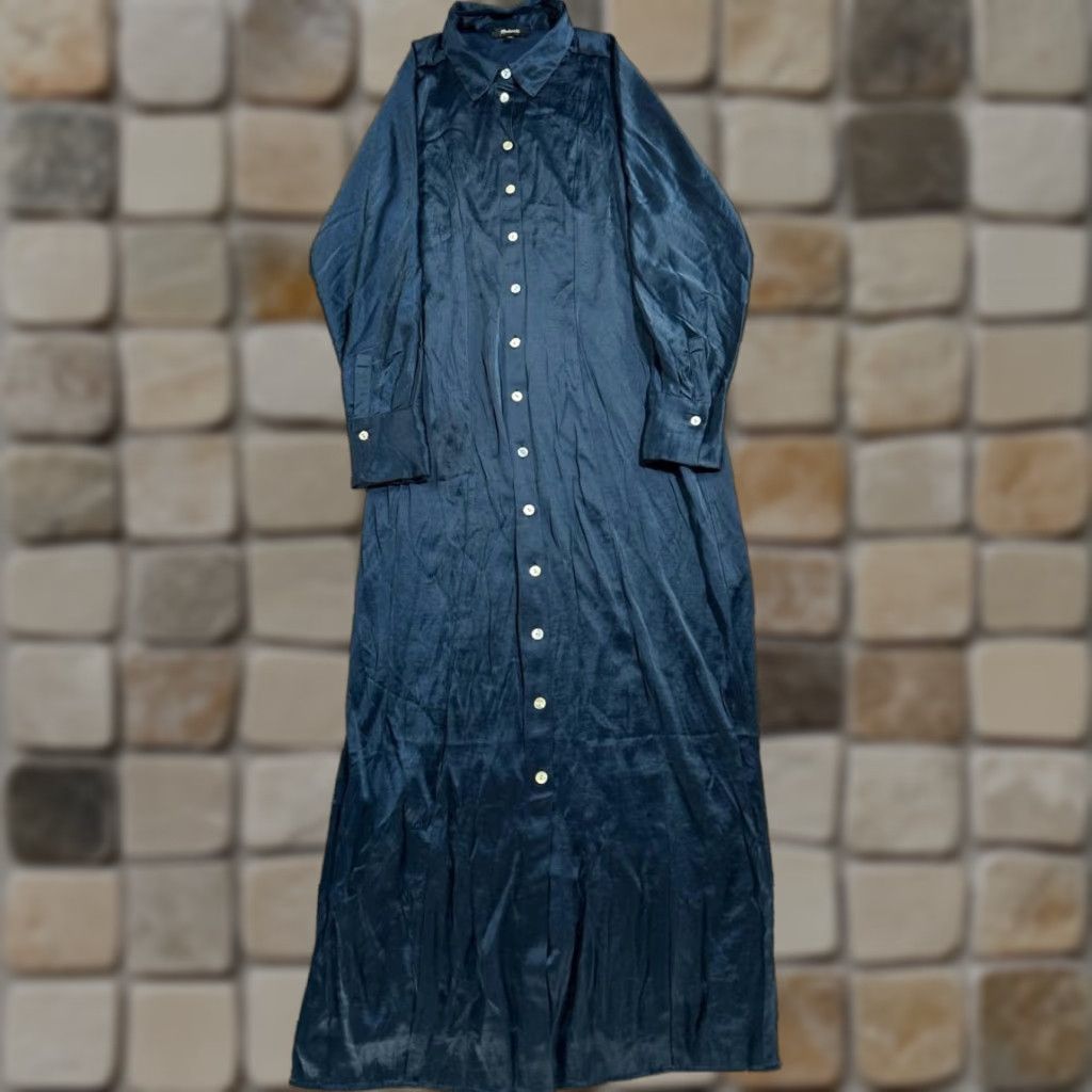 Madewell Madewell Shirt Dress Womens 6 Blue Satin Midi Shirt Dress Size M / US 6-8 / IT 42-44 - 1 Thumbnail