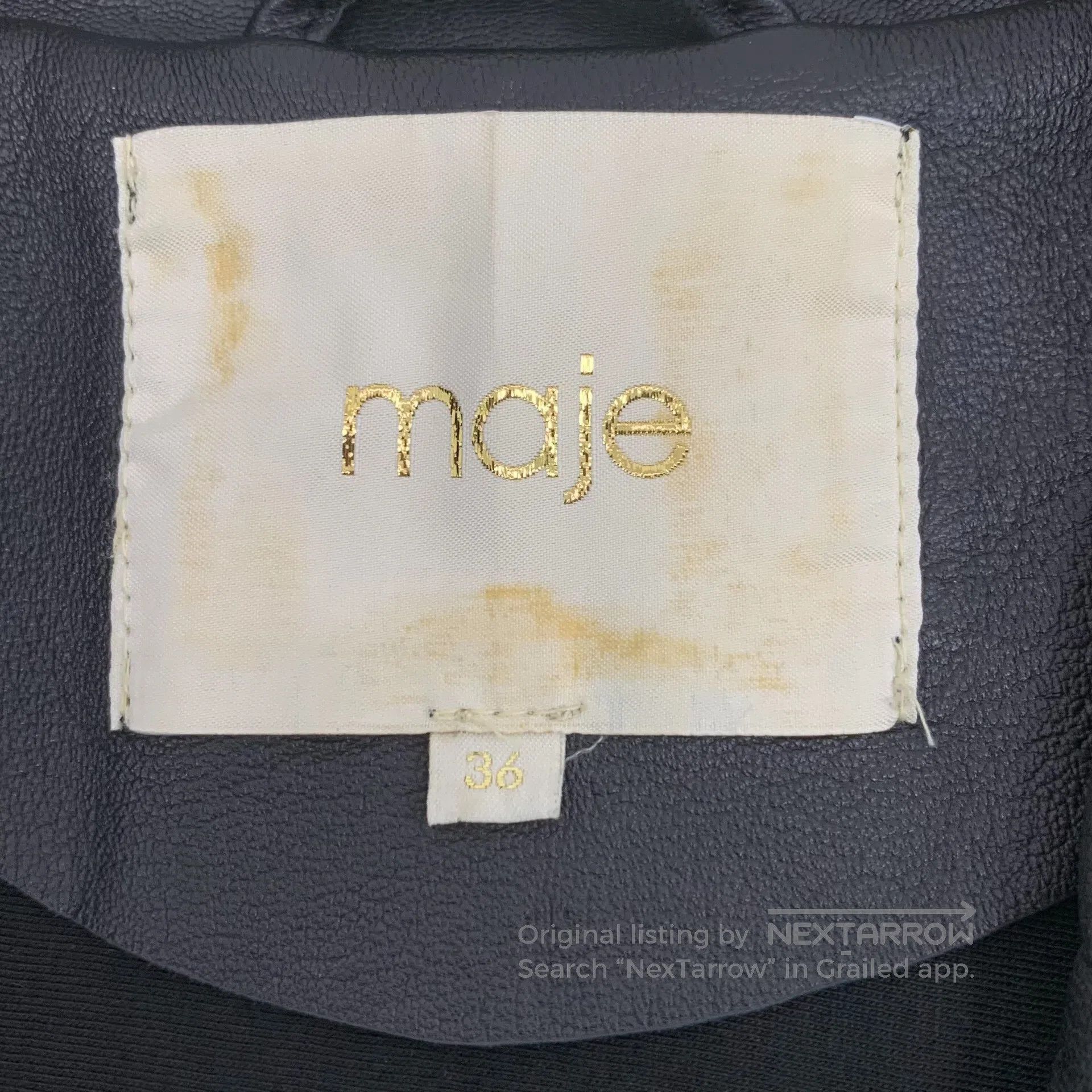 Maje MAJE Black sheep leather lapel zipper long sleeve leather Size XS / US 0-2 / IT 36-38 - 5 Thumbnail