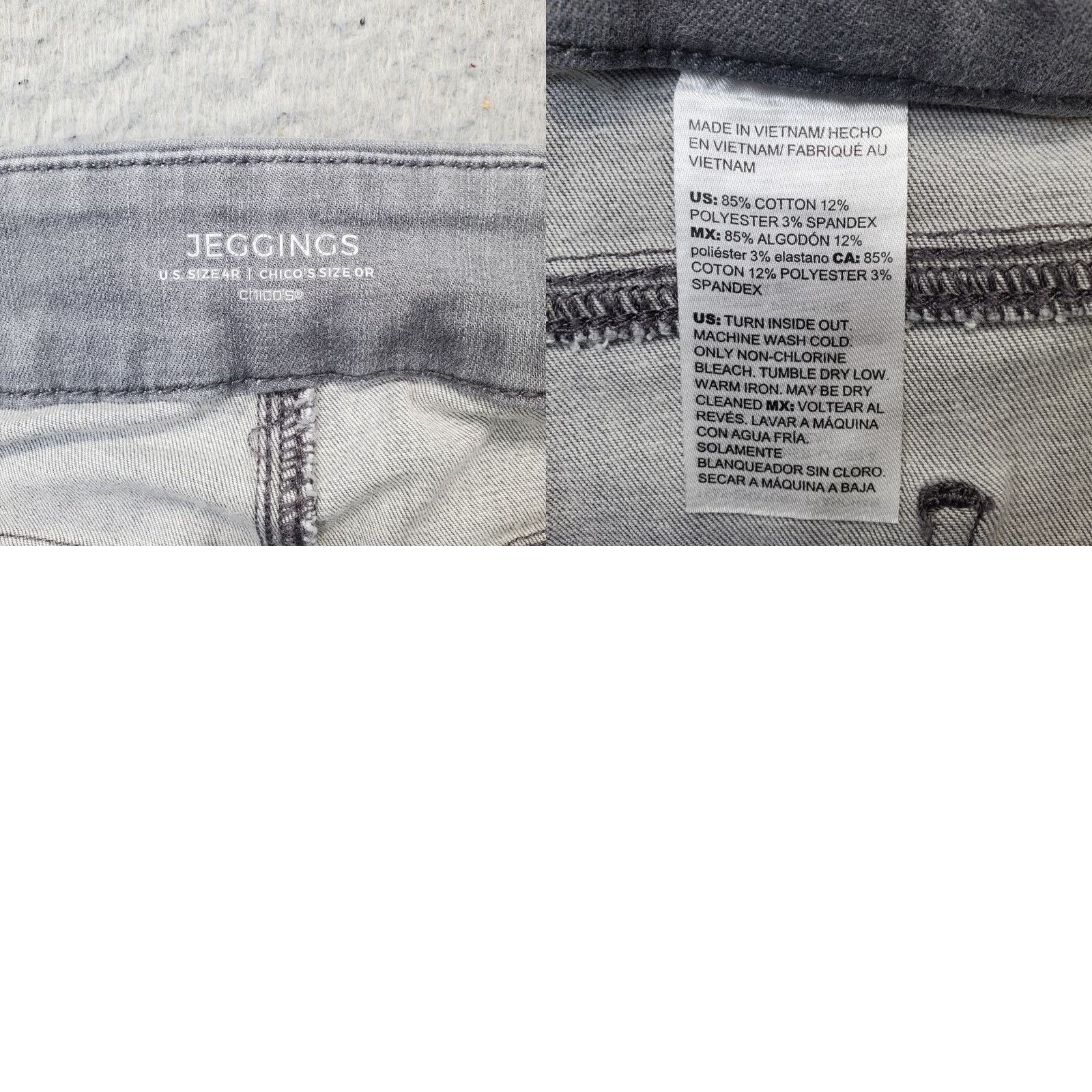 Vintage Chico's Womens 4 Gray Denim Stretch Slim Jegging Jeans Pull On Shirt Size 27" / US 4 / IT 40 - 8 Thumbnail