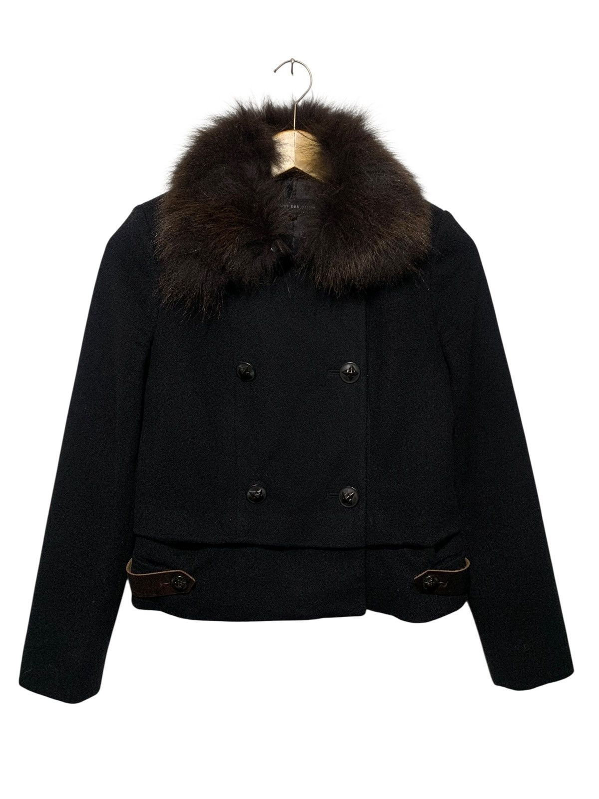 Beauty Beast Olive desOlive fox fur collar doublebreast wool rider jacket Size XS / US 0-2 / IT 36-38 - 1 Thumbnail