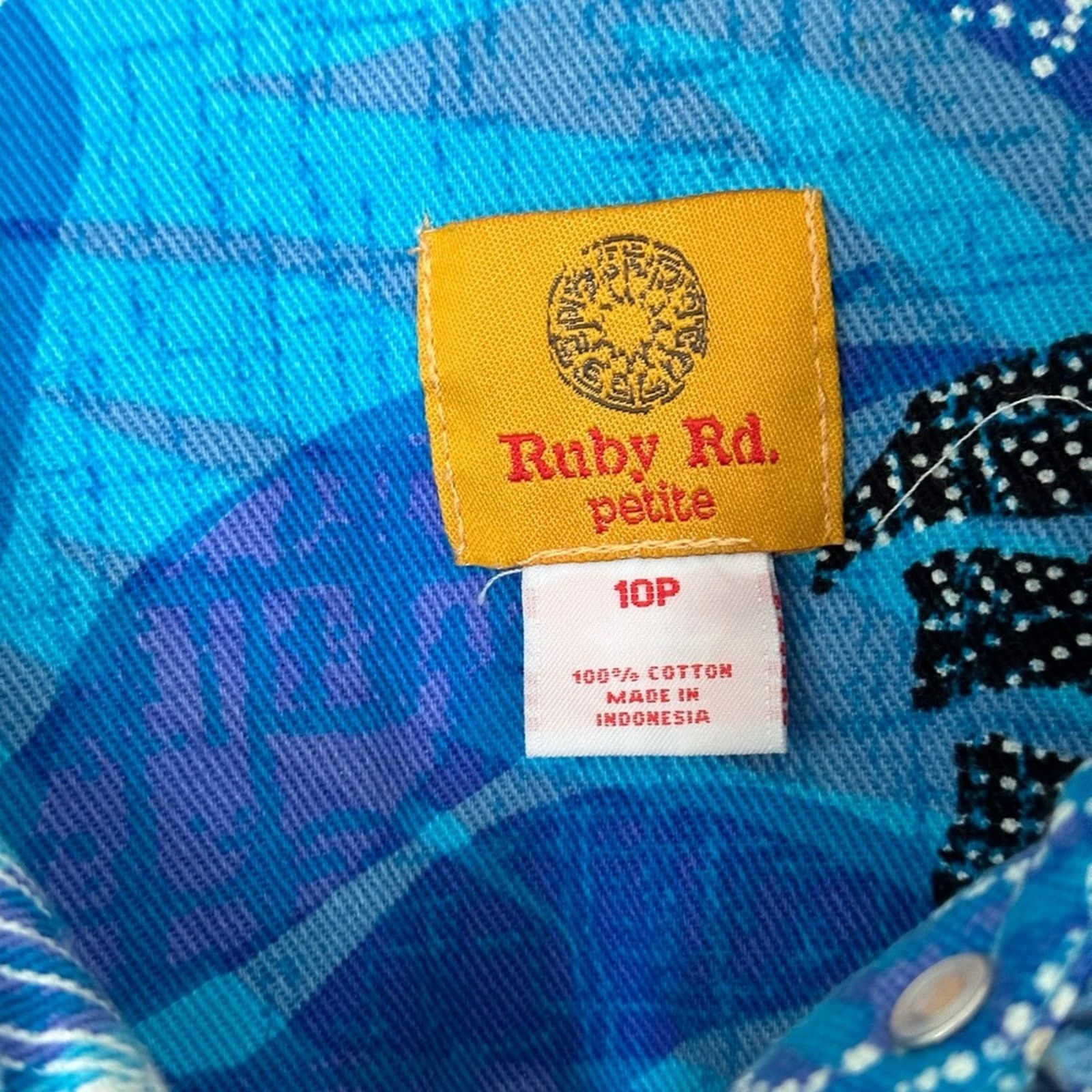 Other Ruby Rd Petite Blue Floral Print Light Denim Jacket Size L / US 10 / IT 46 - 3 Thumbnail