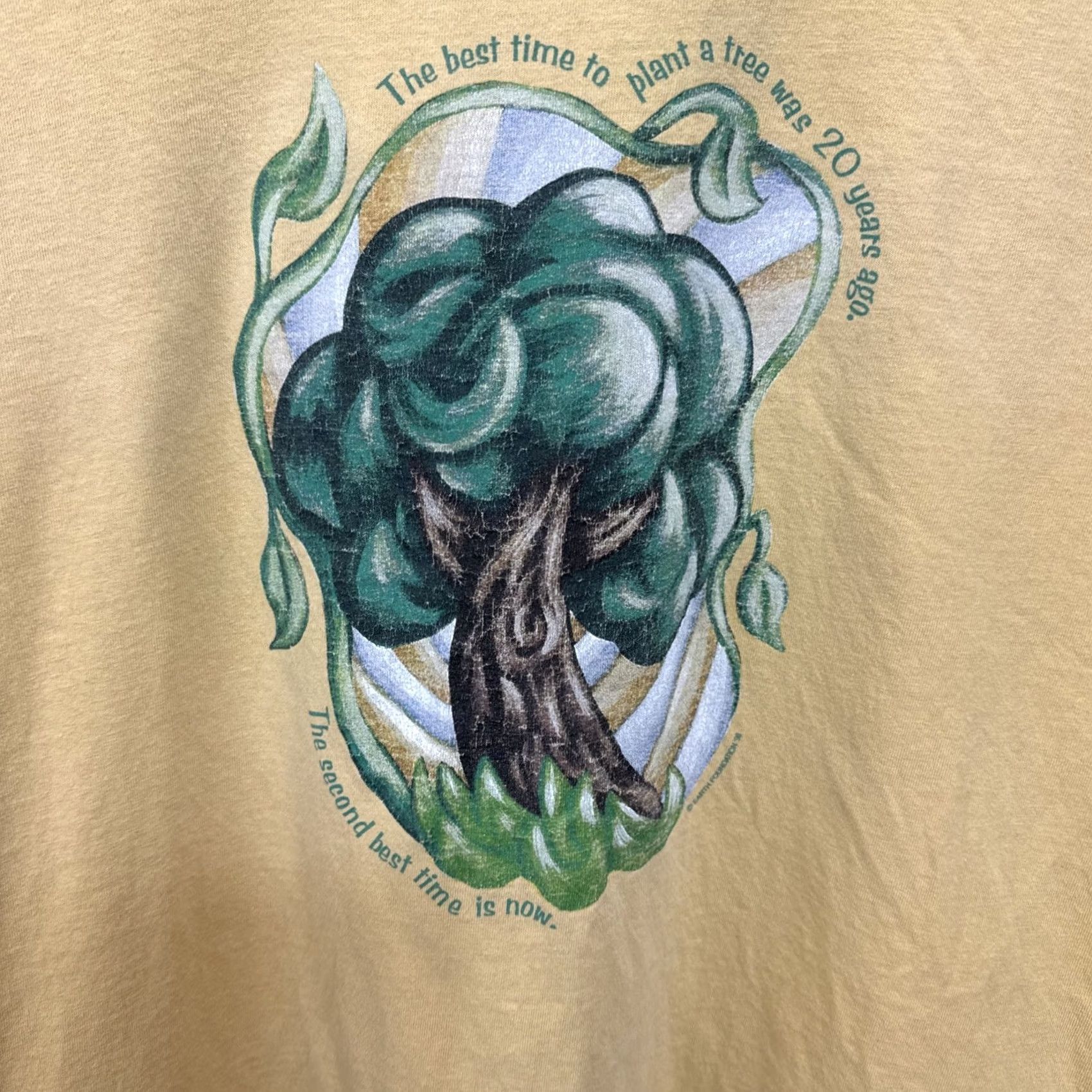 Vintage VINTAGE Alore T-Shirt Men 2XL Yellow Short Sleeve Crew Neck 90s Hippie Nature Logo Earth Foundation Fashion Shirt Size US XXL / EU 58 / 5 - 2 Thumbnail