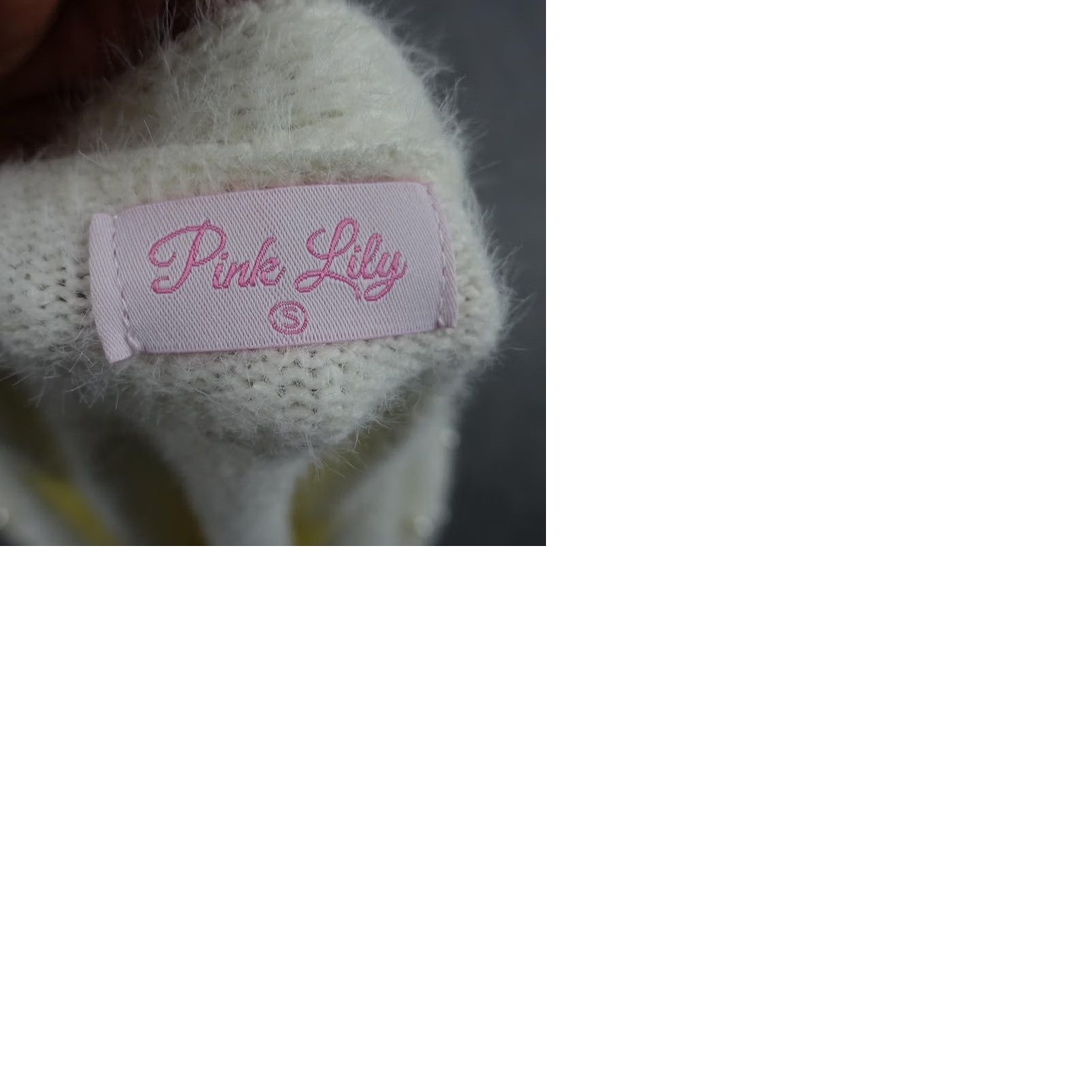 Vintage Pink Lily Sweater Cardigan Womens Small White Beaded Button Knit V-Neck Y2K Vintage: No Size S / US 4 / IT 40 - 9 Thumbnail