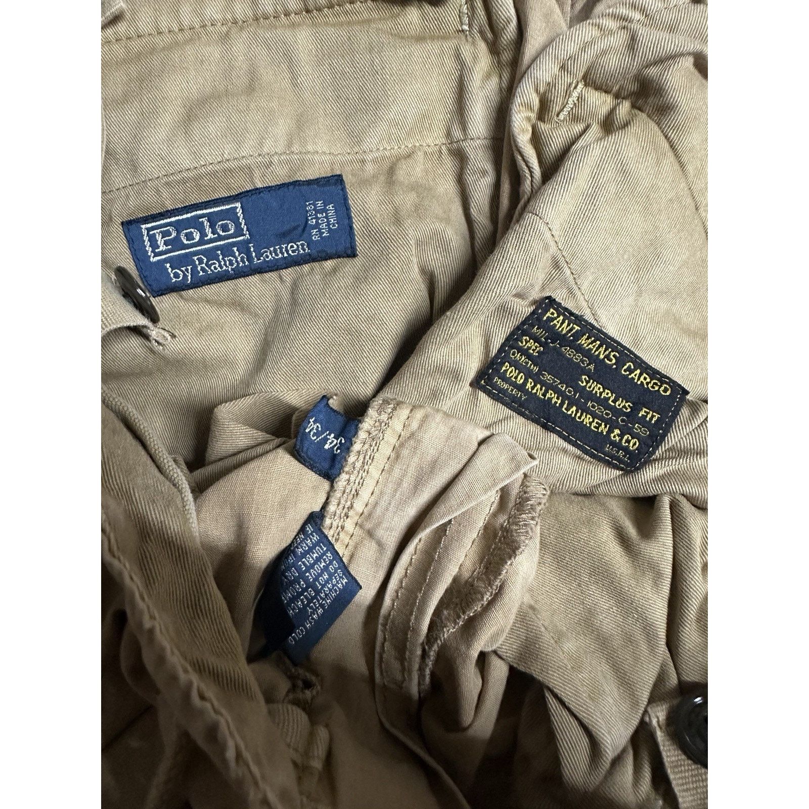 Polo Ralph Lauren × Vintage Vintage Polo Ralph Lauren Tan Cargo Pants 34x34 Army Size US 34 / EU 50 - 7 Thumbnail