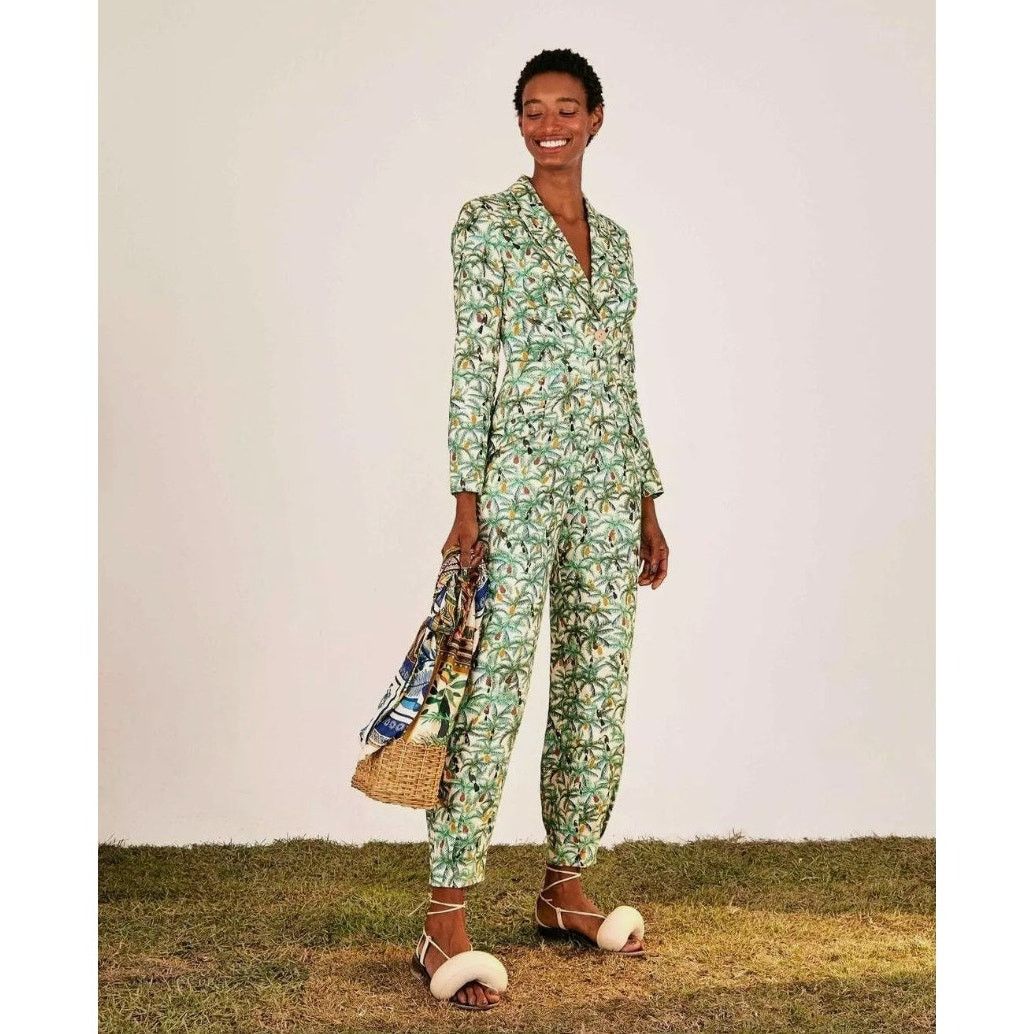 Farm Rio FARM RIO | Tropical Mini Toucan Blazer Jumpsuit | Linen |XS Size 25" / US 0 / IT 36 - 2 Thumbnail