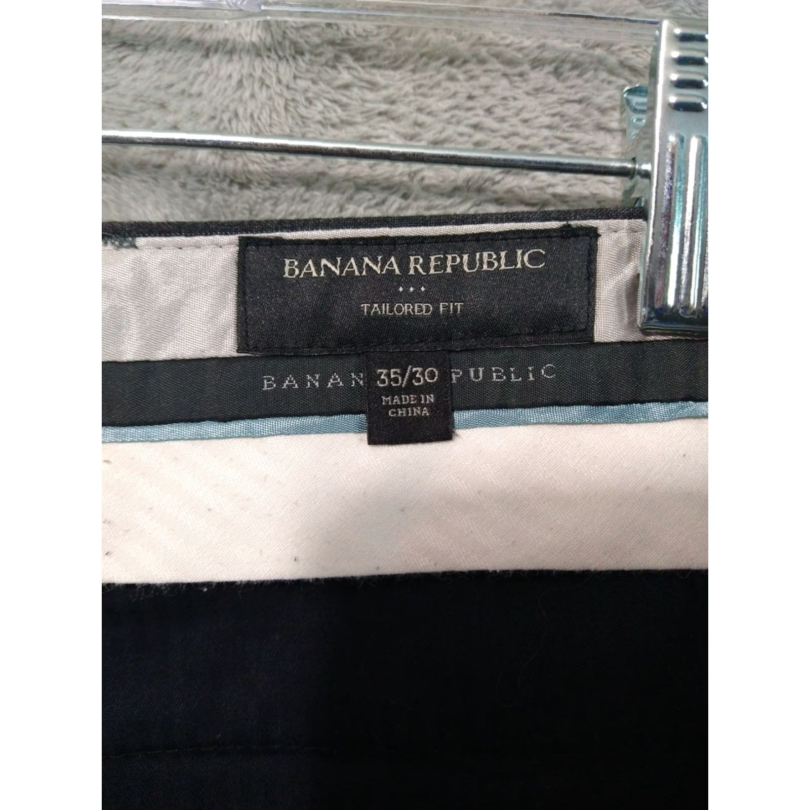Banana Republic Banana Republic Dress Pants Mens 35x30 Gray Striped Tailored Fit Flat Front Size US 35 - 7 Thumbnail