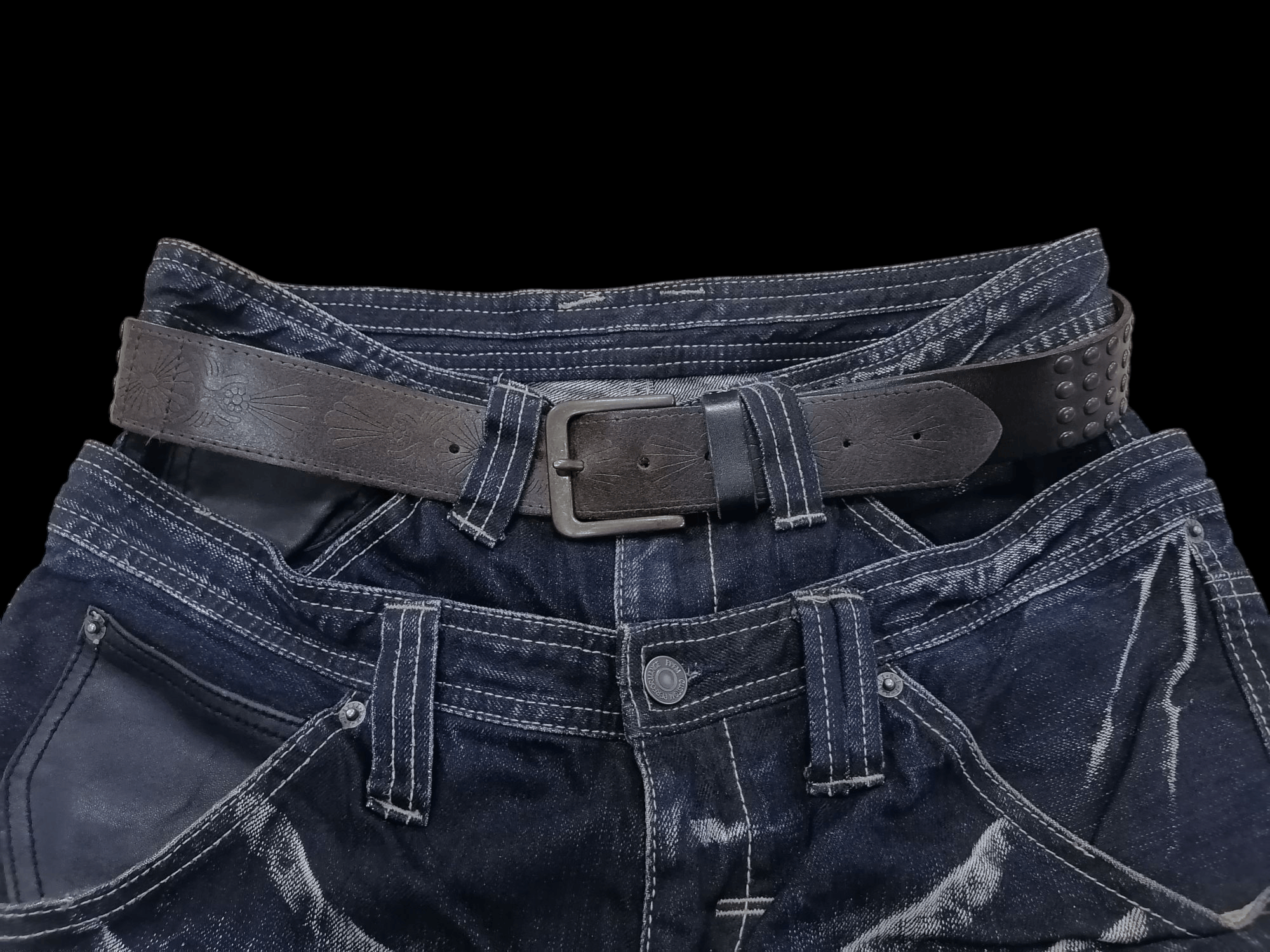 Designer × Genuine Leather × Vintage Uk Genuine Leather Studded Belts Size ONE SIZE - 2 Thumbnail
