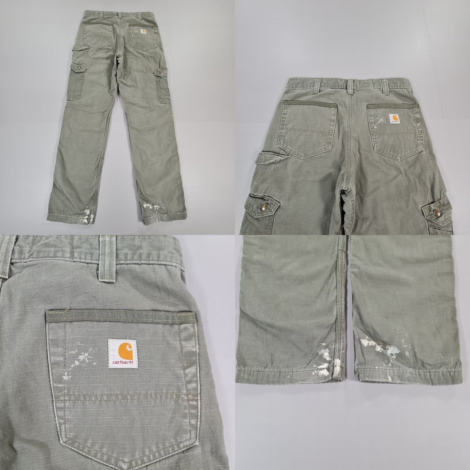 Carhartt Carhartt Mens Trousers Khaki Green Lined Cargo Pants 102287-316 W33 L34 Workwear Cotton Canvas Zip Front Pleated Straight Relaxed Regular Mens Size US 33 - 8 Thumbnail