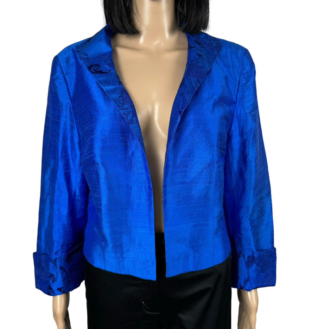 Designer Paule Vasseur Silk Jacket Embroidered Details size FR46 Size XL / US 12-14 / IT 48-50 - 2 Thumbnail