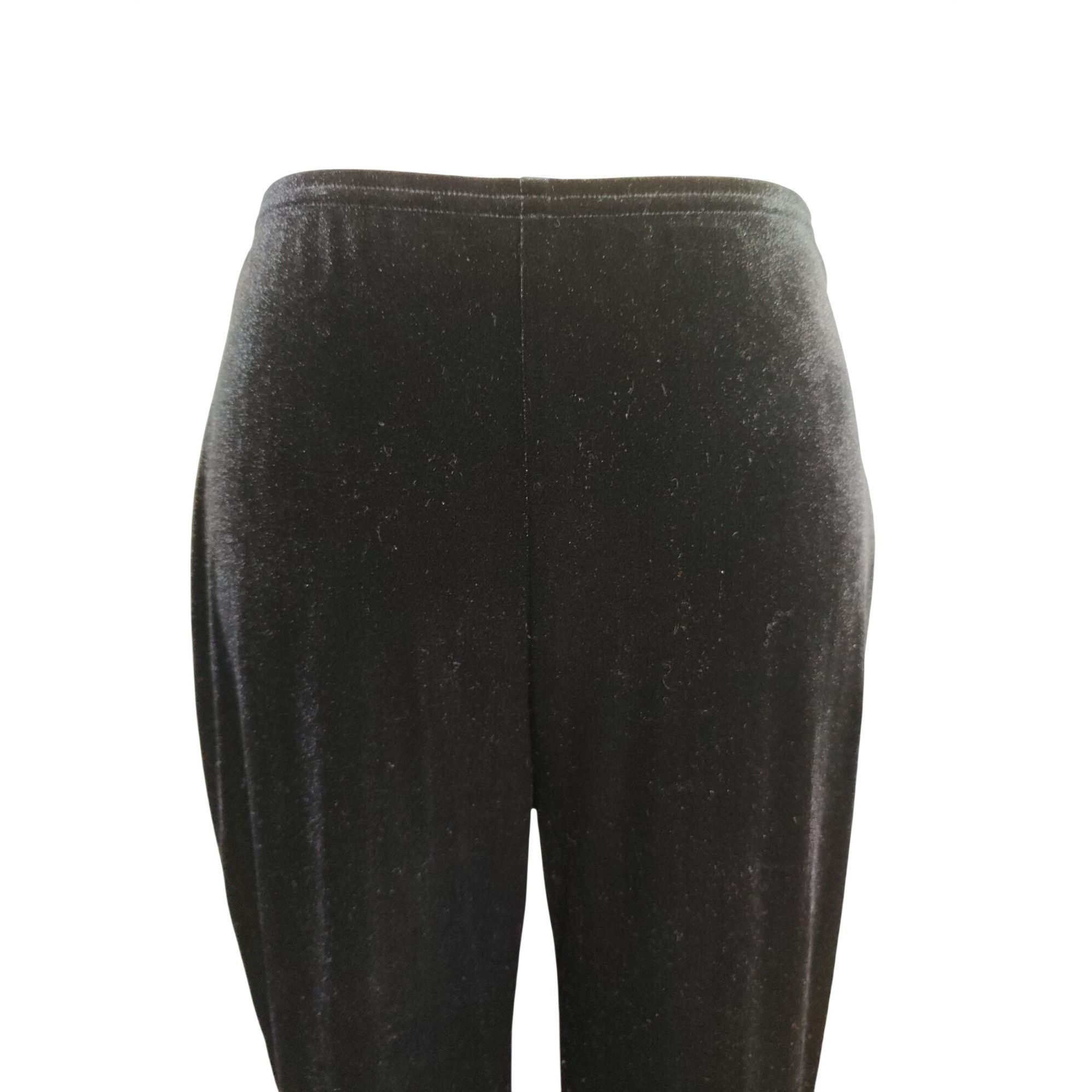 Vintage Vintage Studio M Womens Black Pants Velour Pull-On Straight Size 31" - 9 Thumbnail