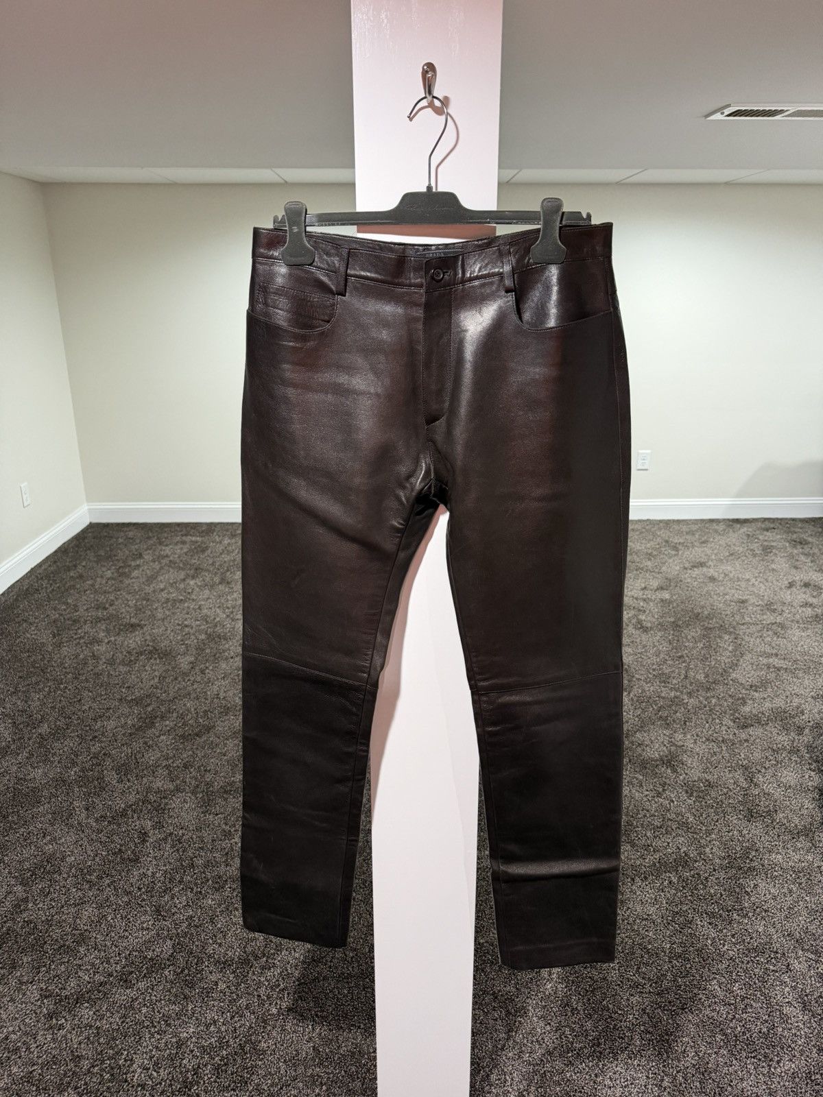 Prada Prada Vintage Dark Brown Leather Moto Pants Size US 32 / EU 48 - 17 Thumbnail