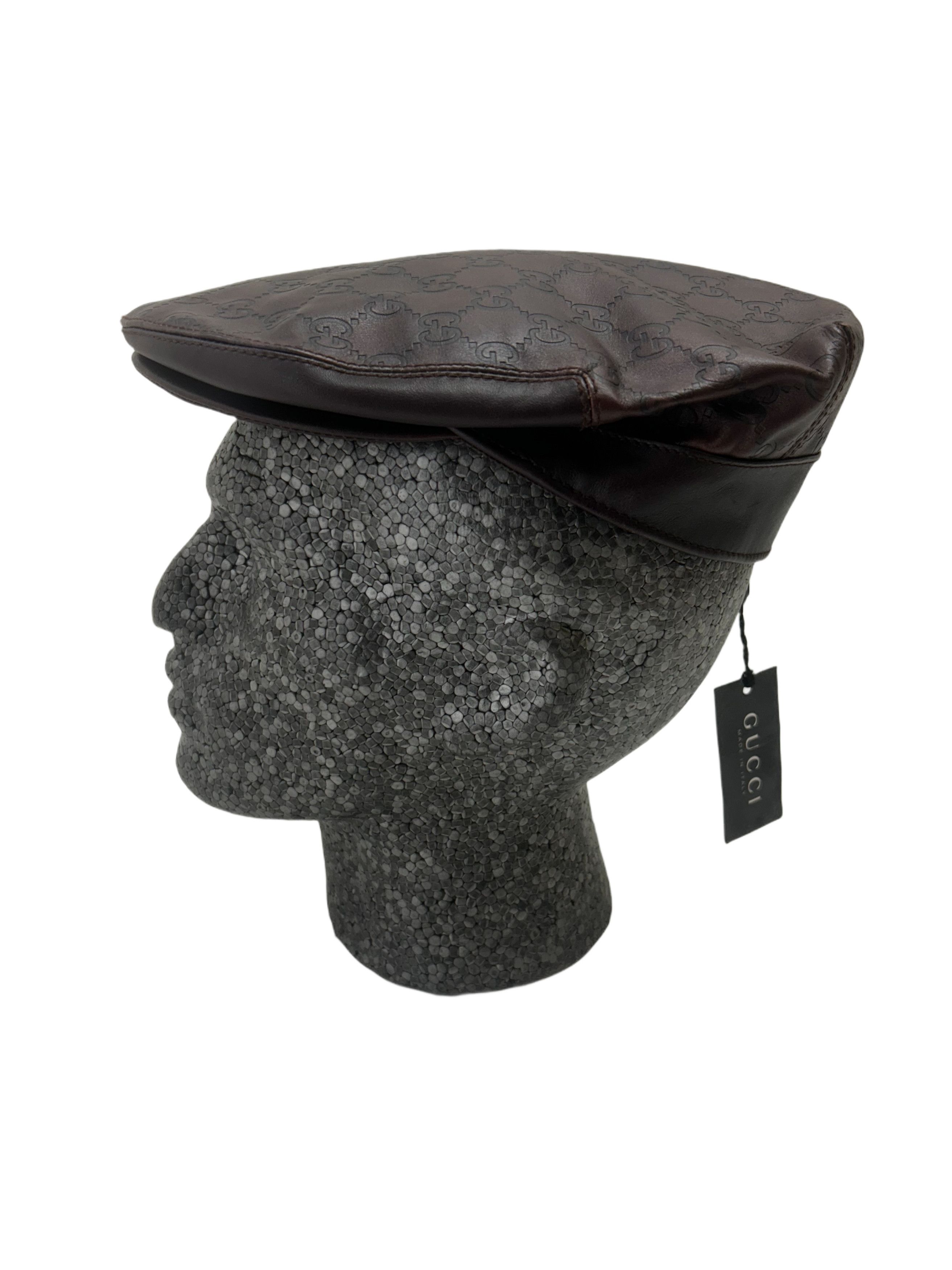 Gucci Gucci Leather GG Embossed Driver Hat Size 30 - 2 Thumbnail