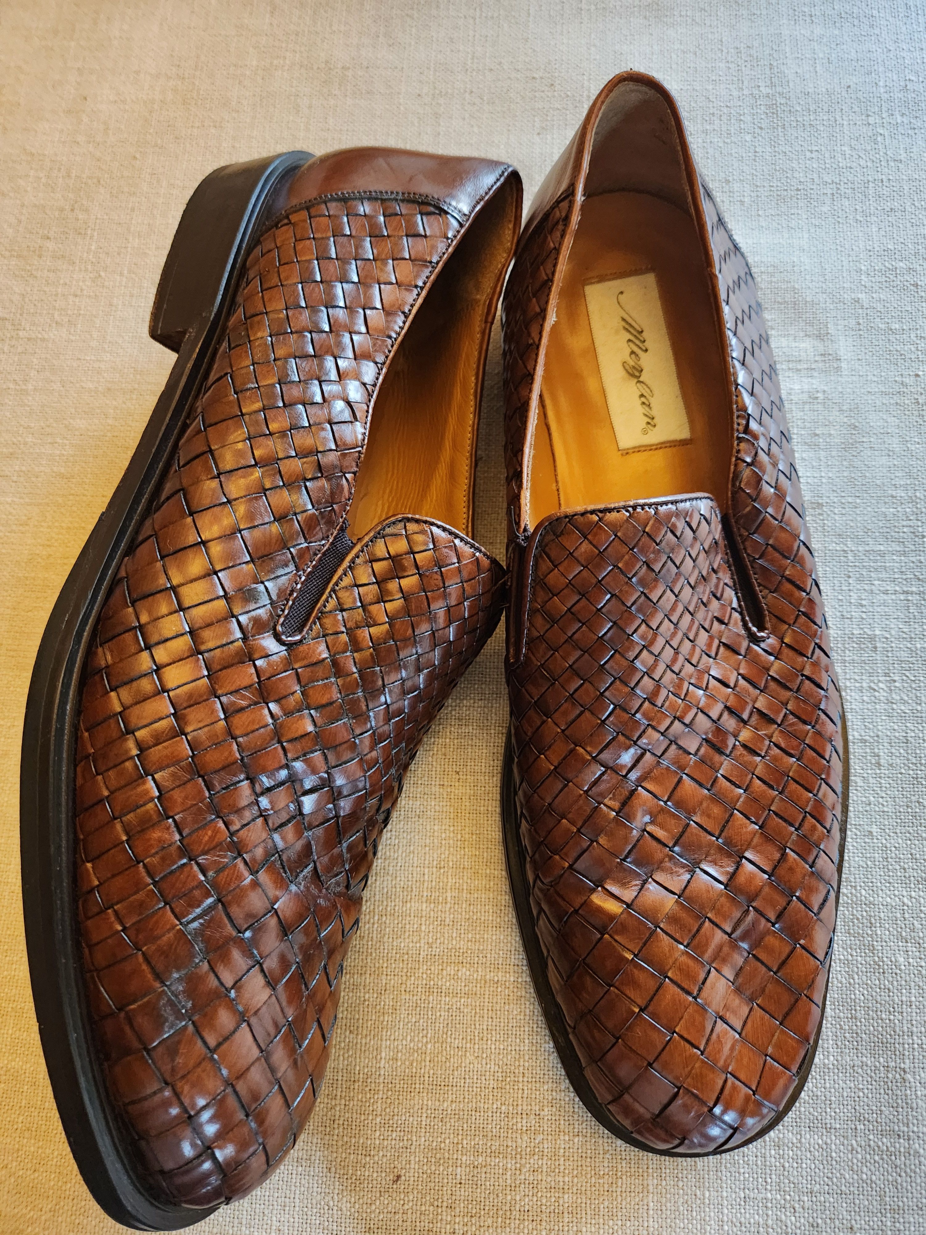 Mezlan KAUAI BROWN WOVEN LEATHER SLIP ON SHOES Size US 12 / EU 45 - 3 Thumbnail