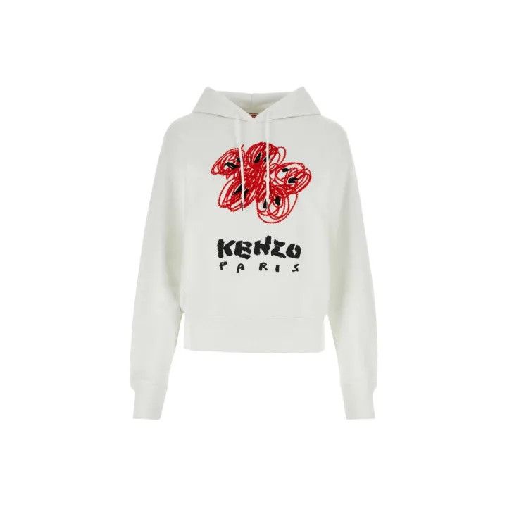 Kenzo KENZO Floral Embroidered White Hoodie 0079 Size M / US 6-8 / IT 42-44 - 1 Thumbnail