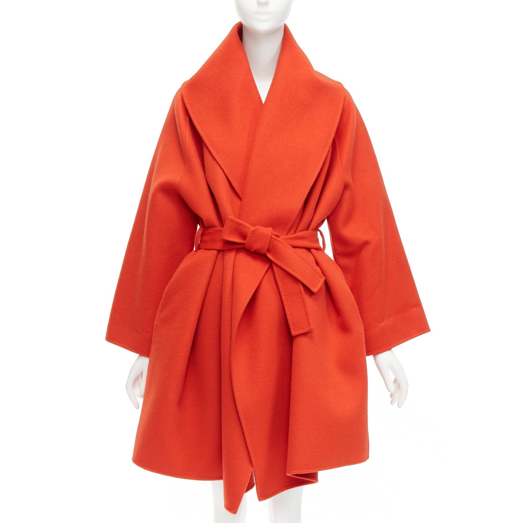 Bottega Veneta BOTTEGA VENETA red 100% double face cashmere shawl collar belted coat IT38 XS Size XS / US 0-2 / IT 36-38 - 1 Thumbnail