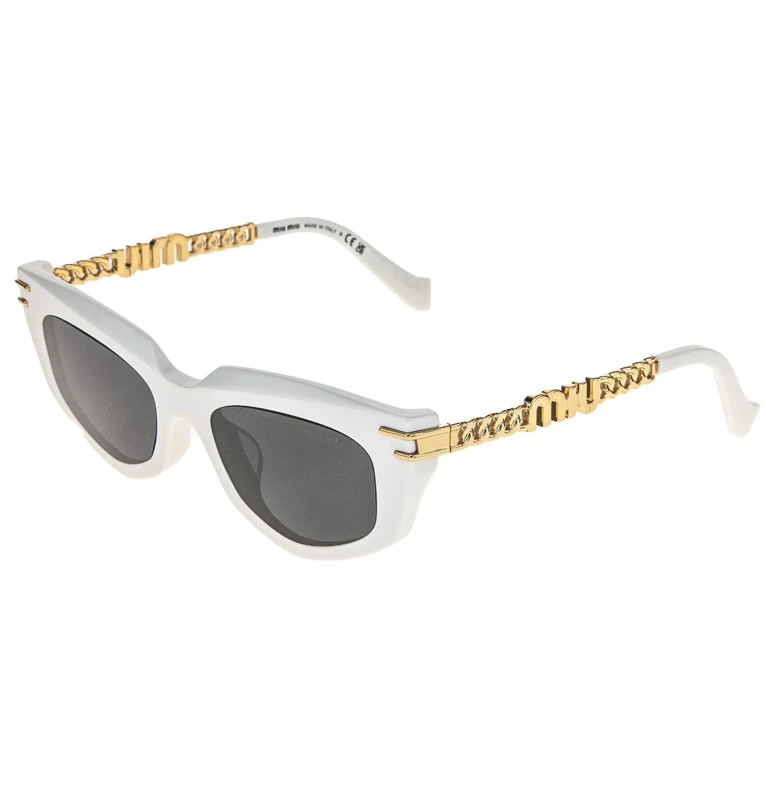 Miu Miu MIU MIU LOGO CHAIN MU12WS Gold White Geometric Luxury 12W Size ONE SIZE - 4 Thumbnail