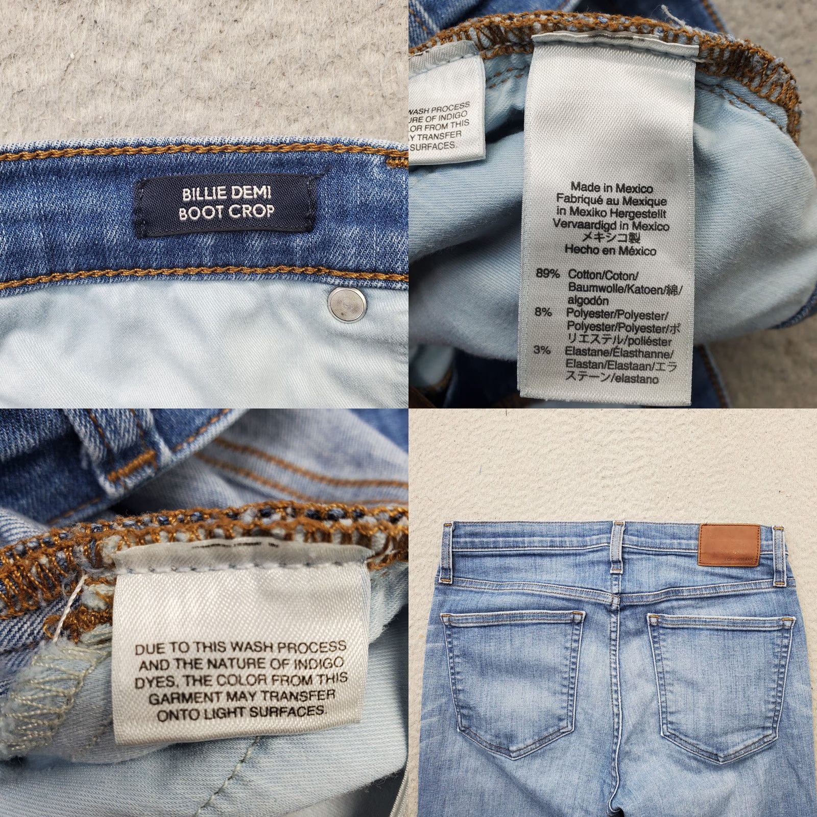 J.Crew J.CREW Bootcut Jeans Womens 29T Denim Blue Stretch 5-Pocket Regular Inseam 27.75" Whiskered Faded Raw Hem Size: 29T Womens Size 29" - 8 Thumbnail
