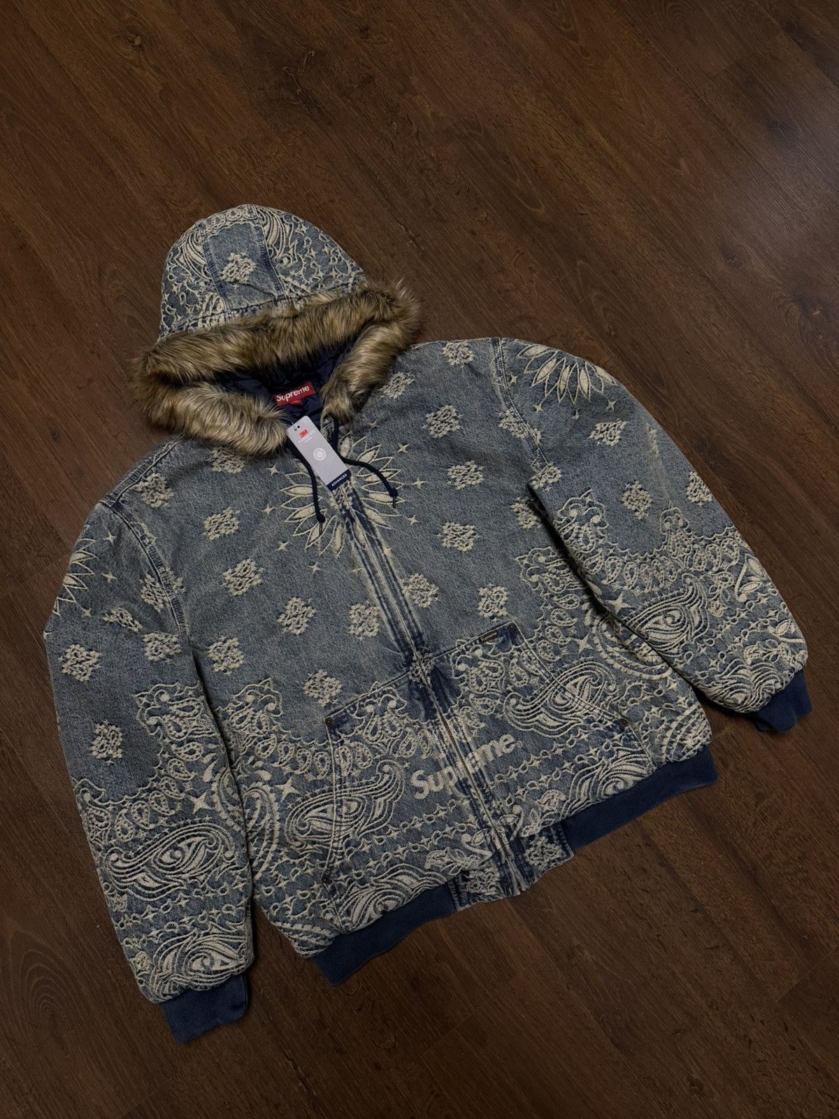 Supreme Supreme Bandana Jacquard Denim Hooded Work Jacket Blue XL Size US XXL / EU 58 / 5 - 2 Thumbnail