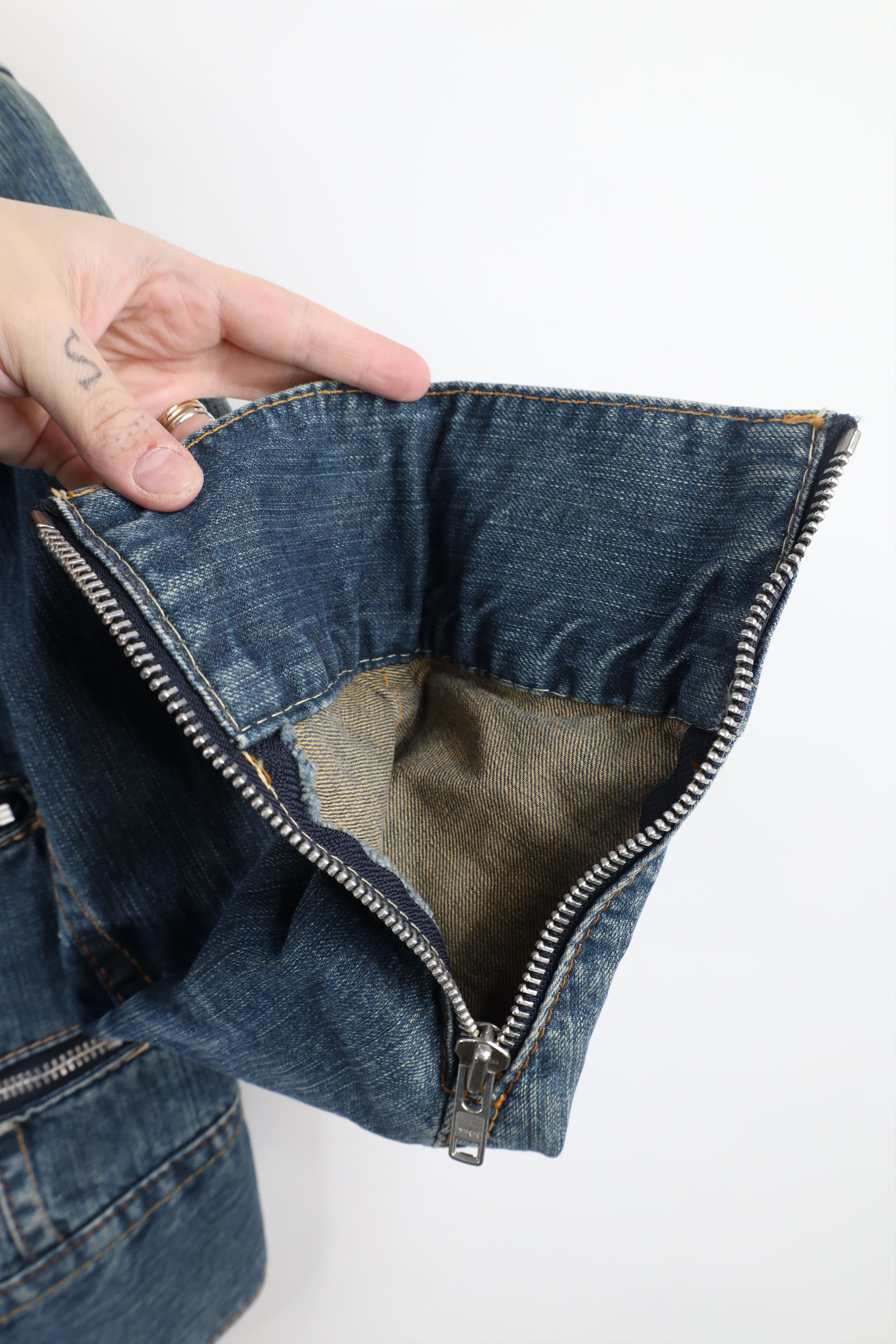Levi's × Vintage Vintage Y2K Levis Zippered Denim Jean Trucker Jacket Size S / US 4 / IT 40 - 6 Thumbnail