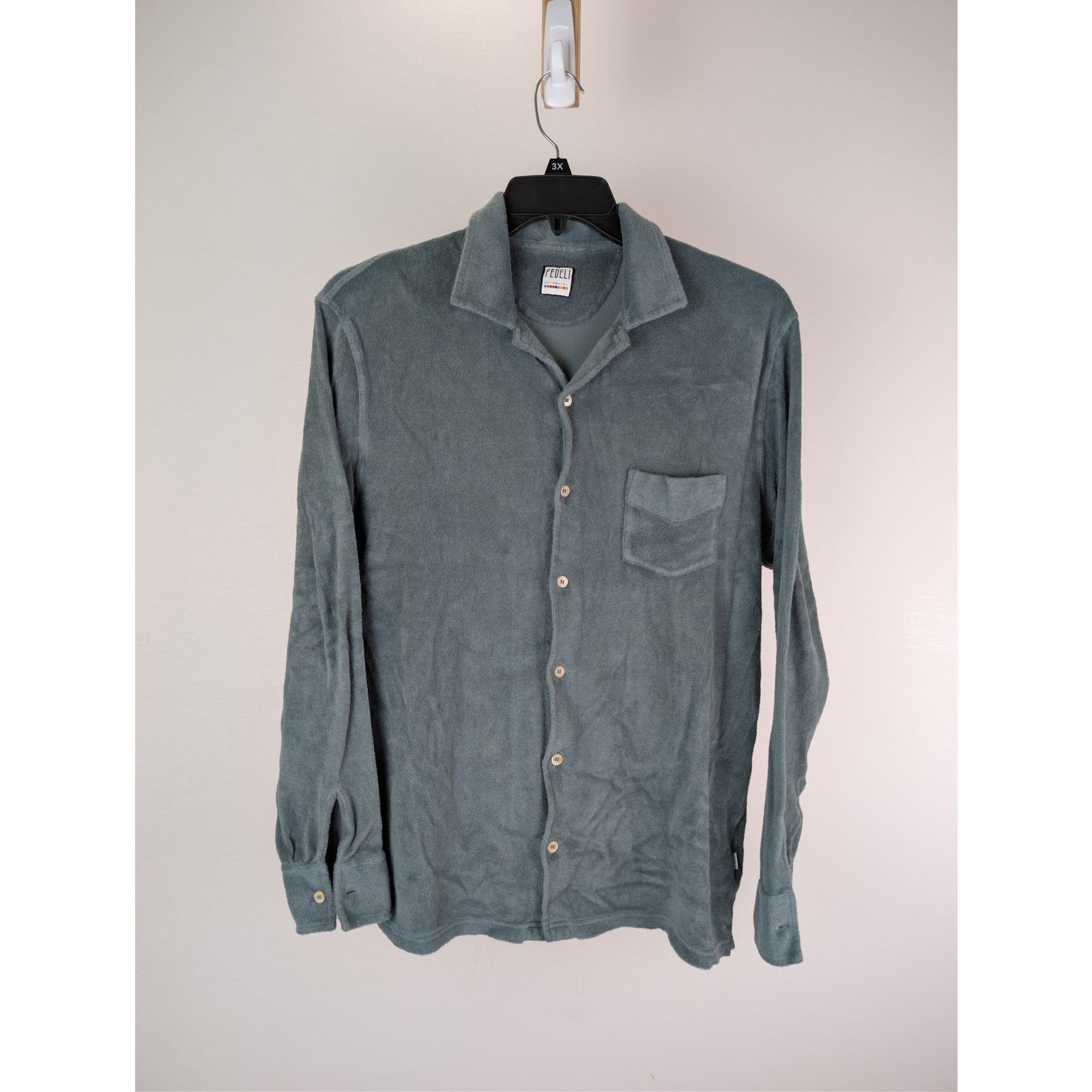 Fedeli o1rshd1 CC20 Front Pocket Suede Shirt in Green Size US M / EU 48-50 / 2 - 1 Thumbnail