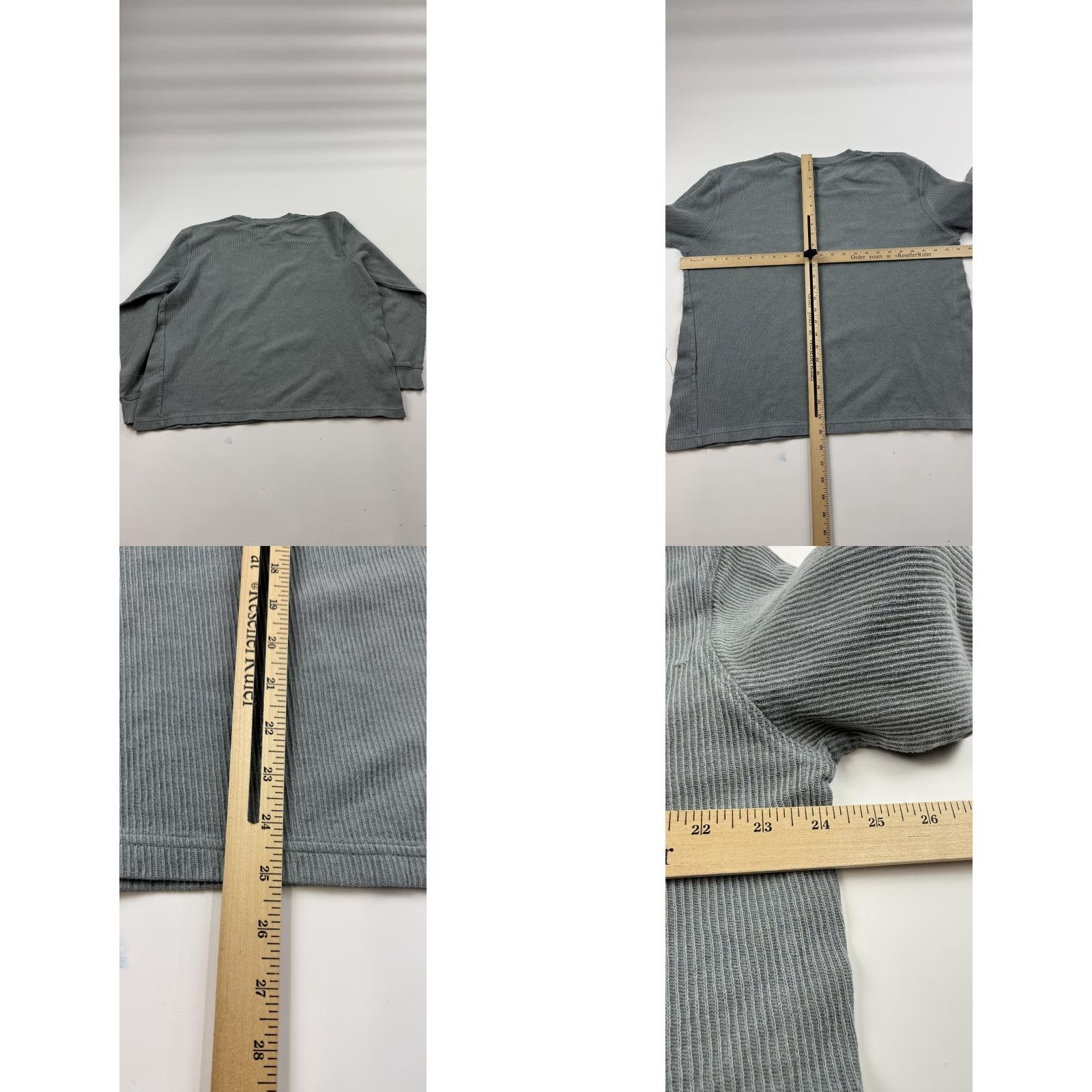 Zara Zara Mens XL Gray Waffle Knit Thermal Long Sleeve Crewneck Shirt Size US XL / EU 56 / 4 - 8 Thumbnail