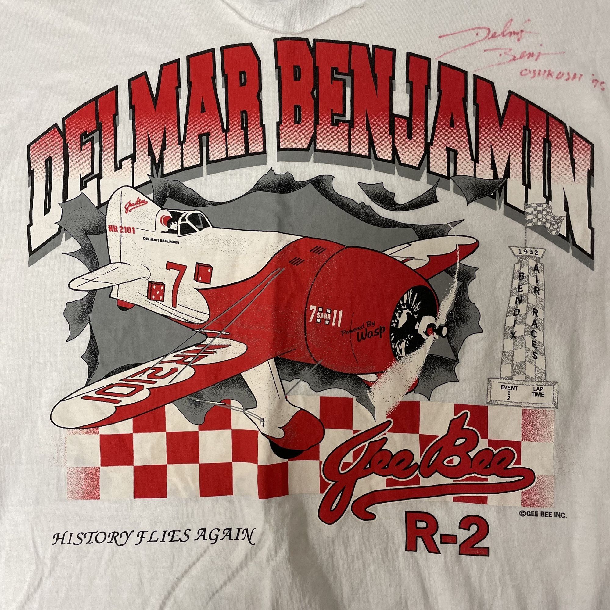 Fruit Of The Loom Vtg Delmar Benjamin Signed 1995 Gee Bee Airplane T Shirt Size US L / EU 52-54 / 3 - 2 Thumbnail