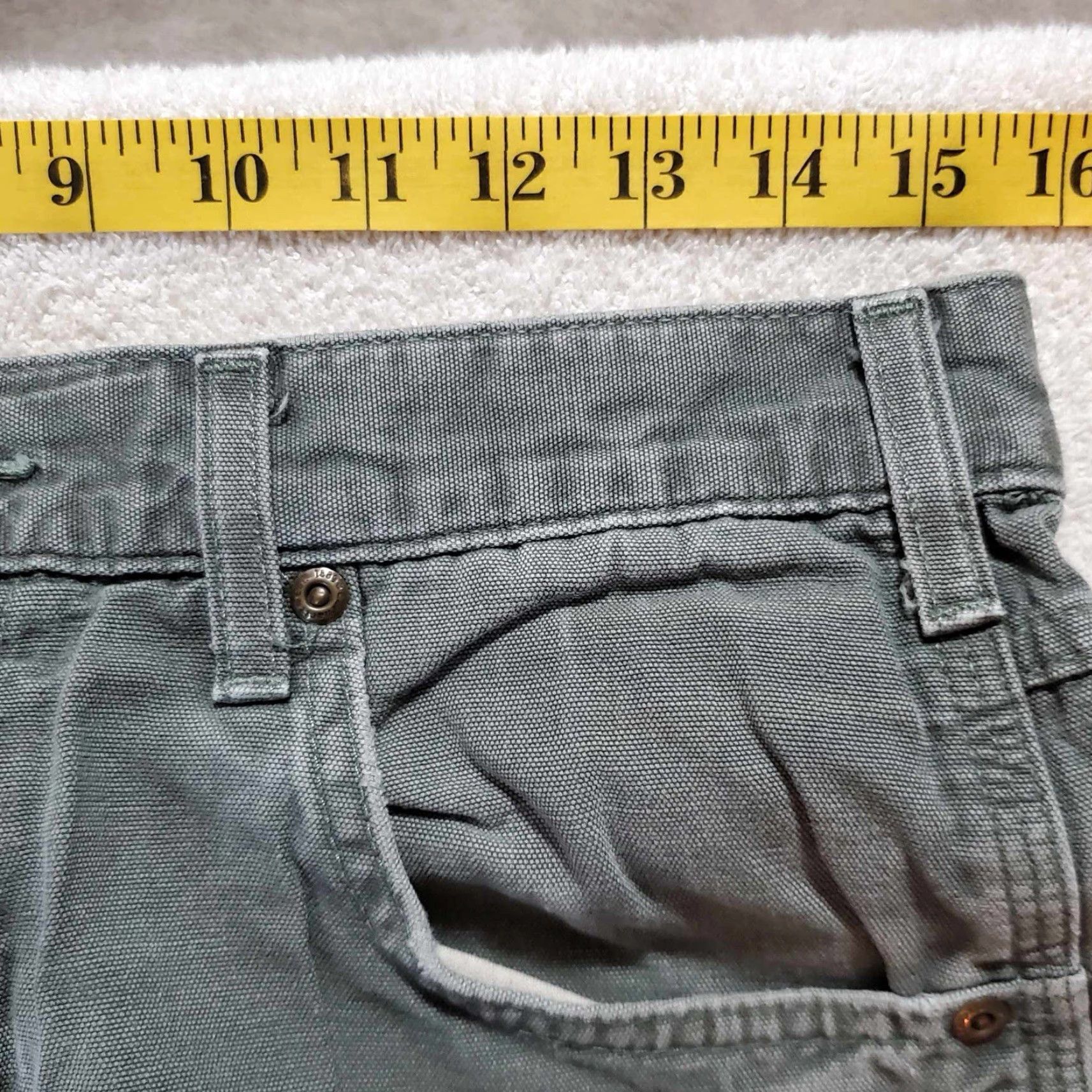 Carhartt VINTAGE Carhartt Pants Men 30 X 25.5 Moss Green Distressed Grunge Canvas Workwear Regular Inseam 25 Dungaree Mens Size US 30 / EU 46 - 5 Thumbnail