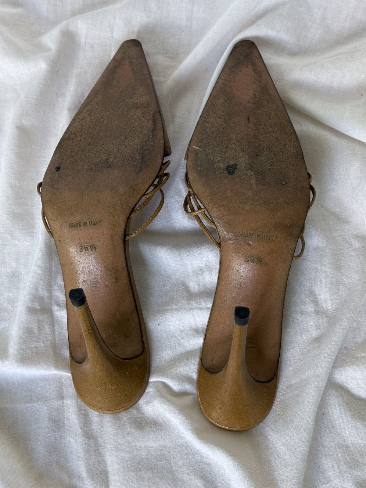 Dior Dior Leather Caramel/Camel Laced Mules Sandals Heels Size US 6.5 / IT 36.5 - 8 Thumbnail