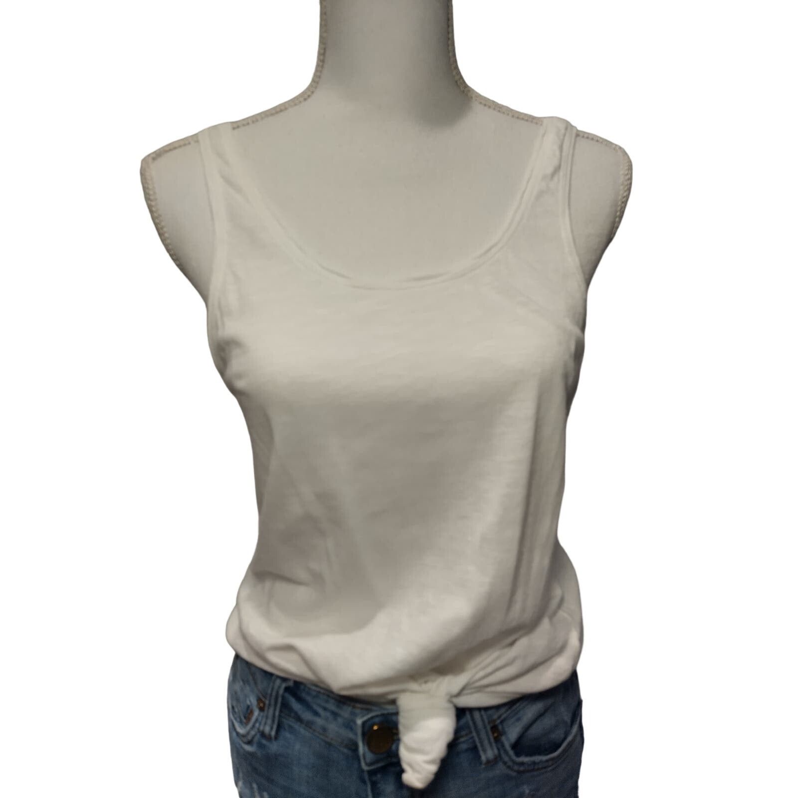 14th & Union 14th & Union Women Tank Top Tie Scoop Neck Sleeveless White Size S / US 4 / IT 40 - 1 Thumbnail
