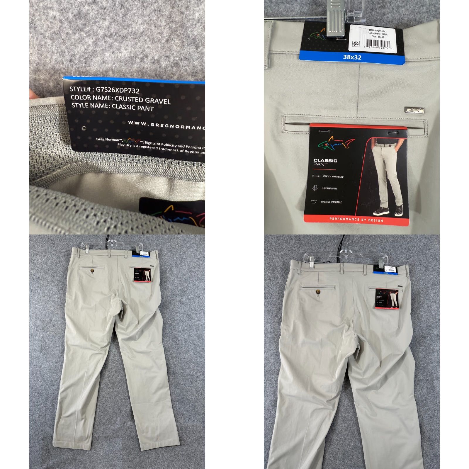 Vintage Greg Norman Pants Mens 38x32 Crusted Gravel Green Classic Stretch Golf Chino NWT Size US 38 / EU 54 - 8 Thumbnail