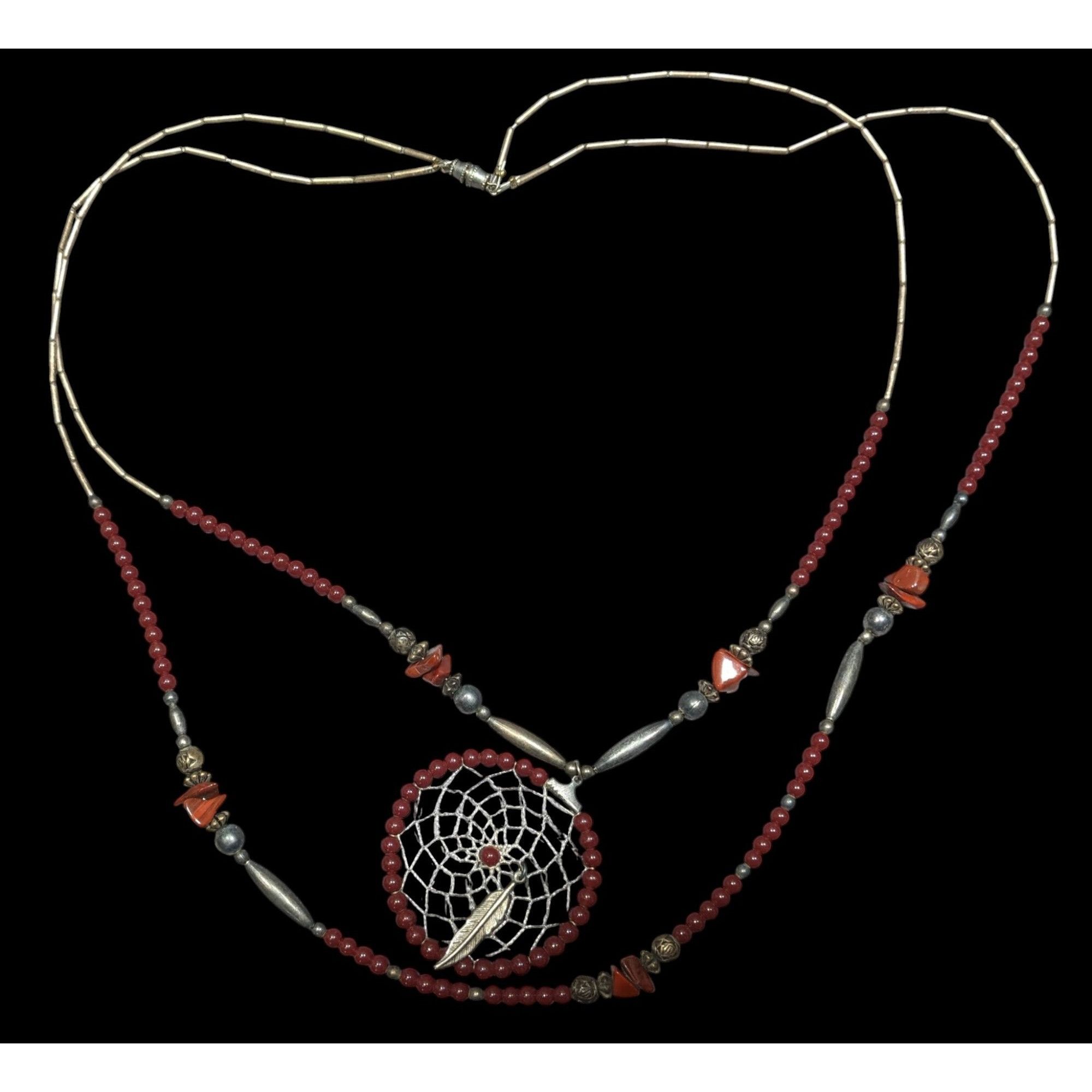 Other Vintage Handmade Native Dreamcatcher Necklace With Liquid Si Size ONE SIZE - 1 Thumbnail